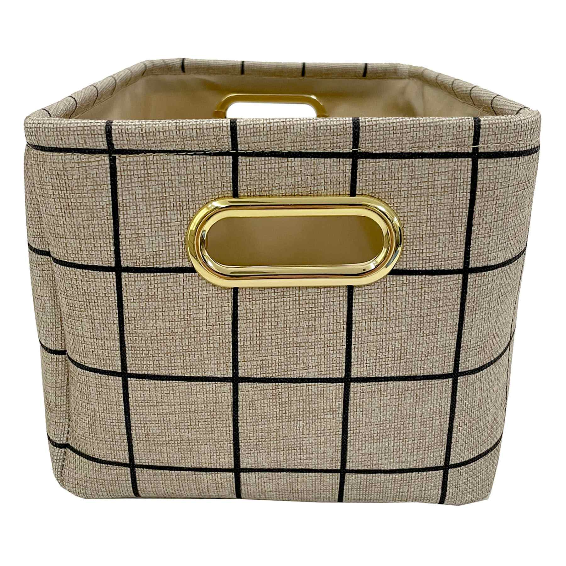 Honeybloom Grid Print Canvas Storage Basket, Medium