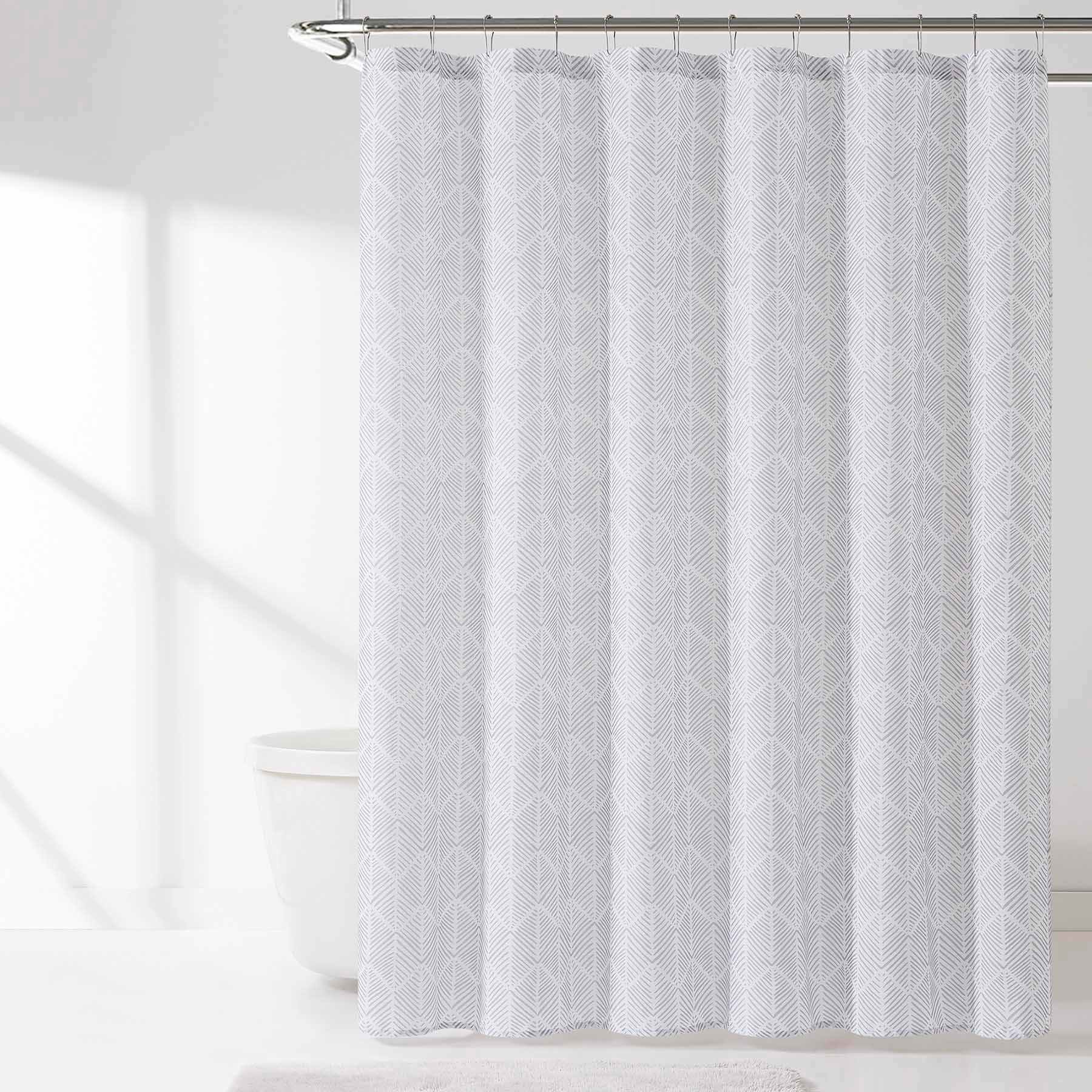 13-Piece Aster Geo Rain Washed Shower Curtain Set, 72"