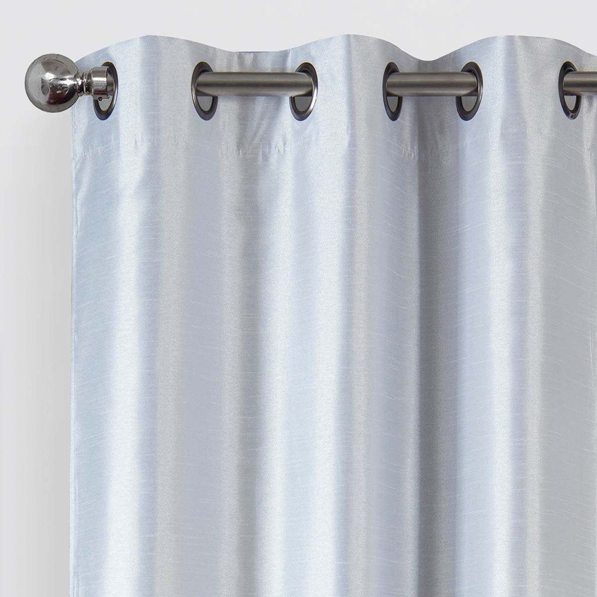 White Faux Silk Blackout Grommet Curtain Panel, 63"