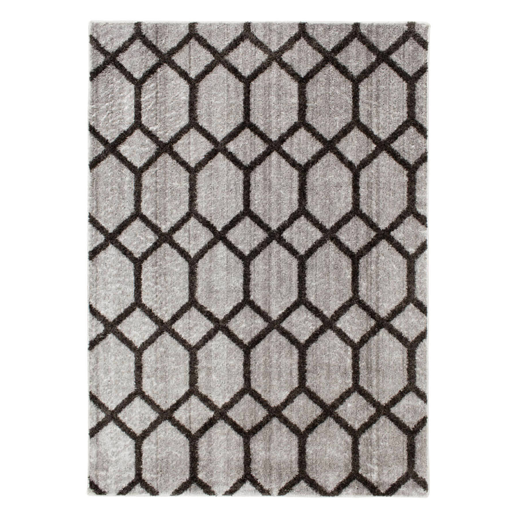 (D439) Zion Black & Grey Tufted Area Rug with Non-Slip Back, 8x10