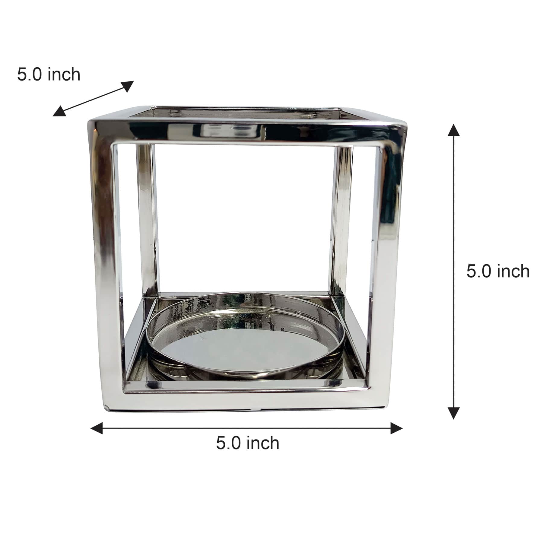 Chrome Hurricane Candle Holder, 5"