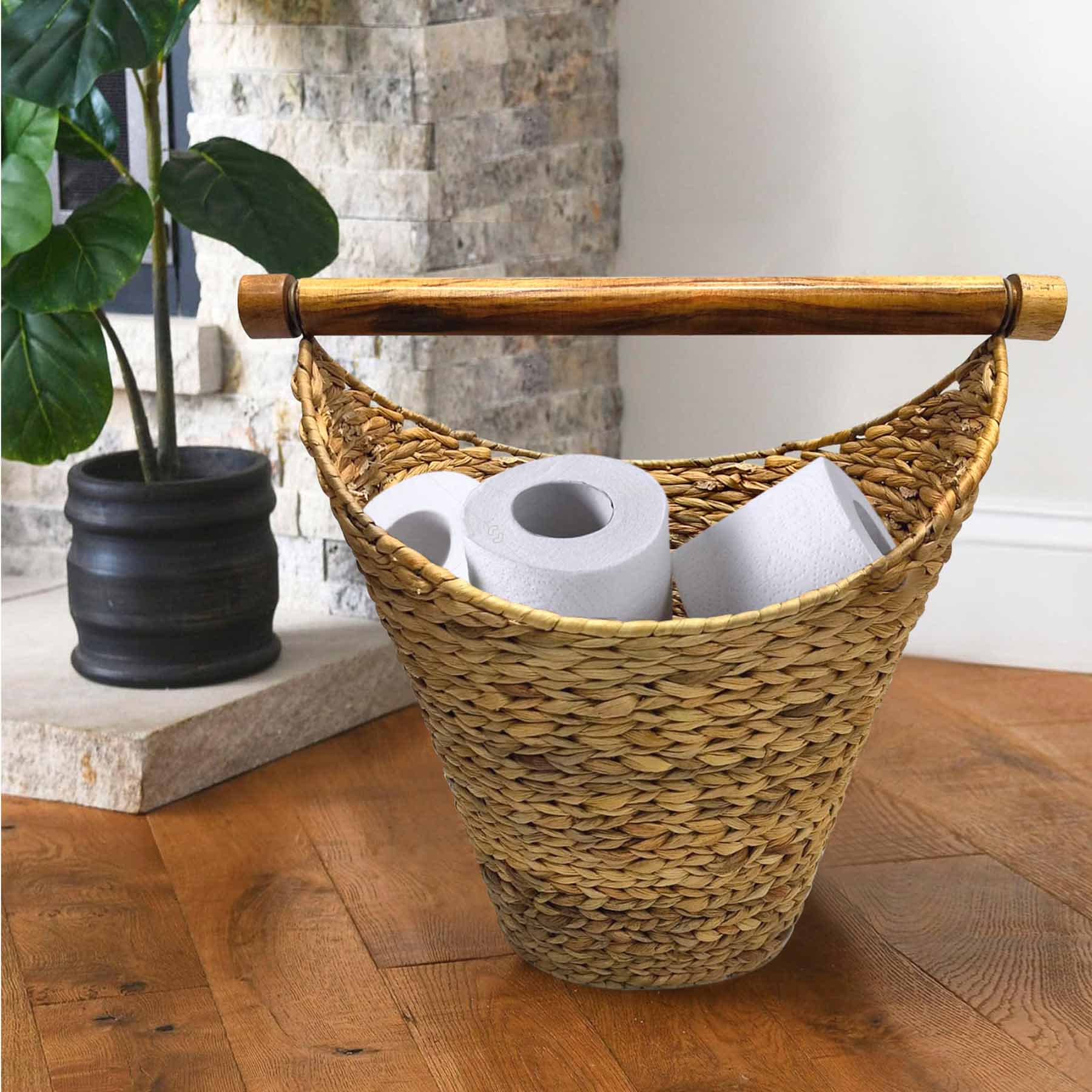 Wicker Toilet Paper Holder with Storage