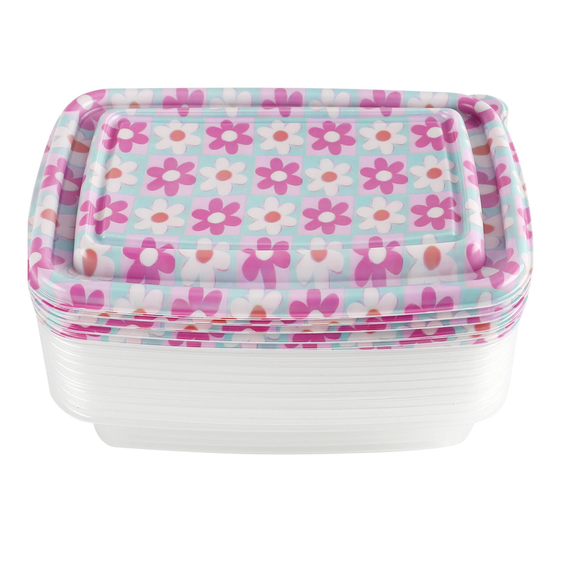 20-Piece Multi-Colored Flower Print Rectangle Food Storage Set