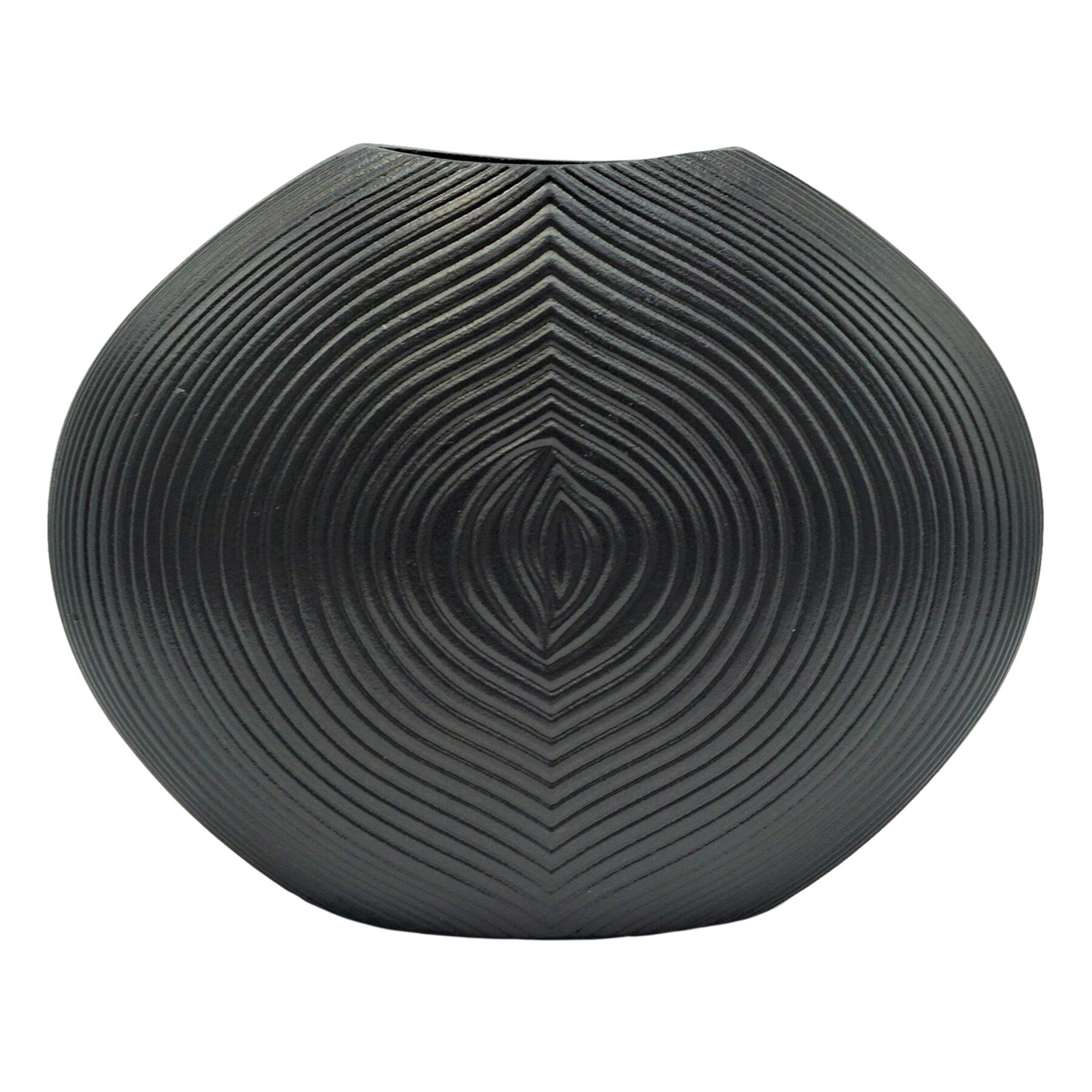 Black Carved Faux Wood Vase, 9"