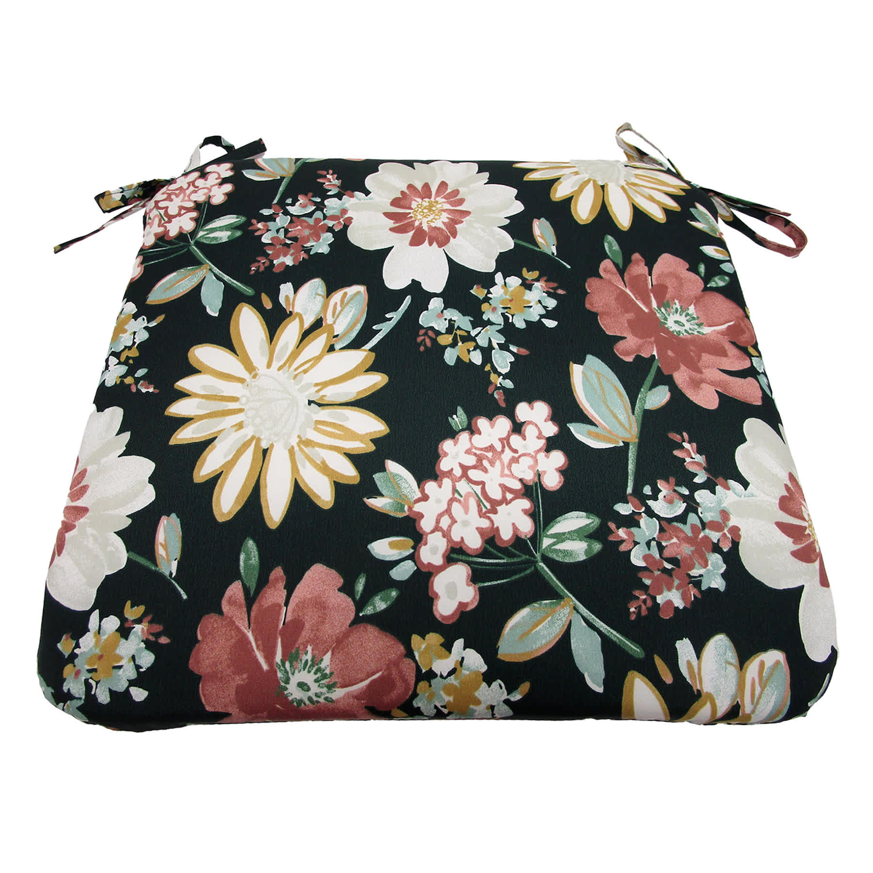Green Tossed Floral Outdoor Chair Cushion