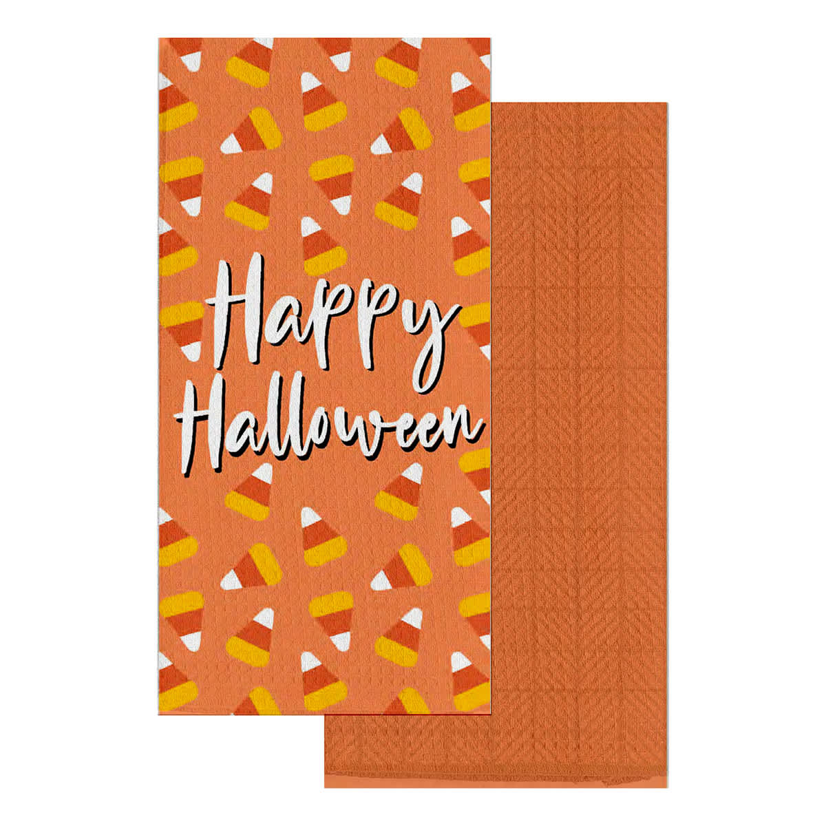 Set of 2 Happy Halloween Candy Corn Kitchen Towels