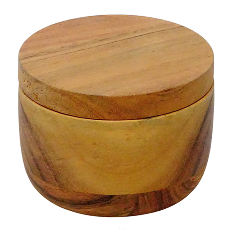 Round Acacia Wood Salt Cellar