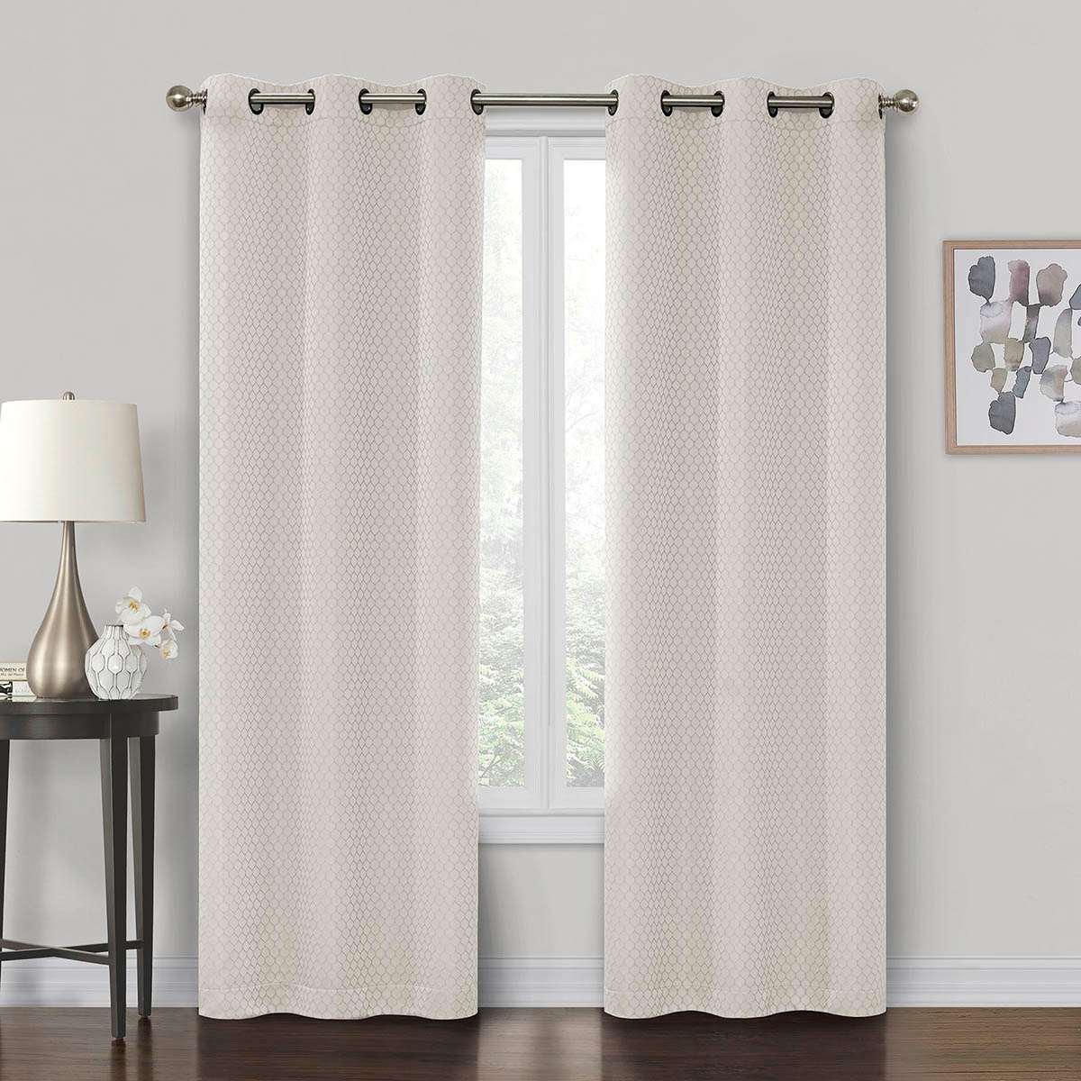 Natural Shrink Yarn Light Filtering Grommet Curtain Panel, 63"