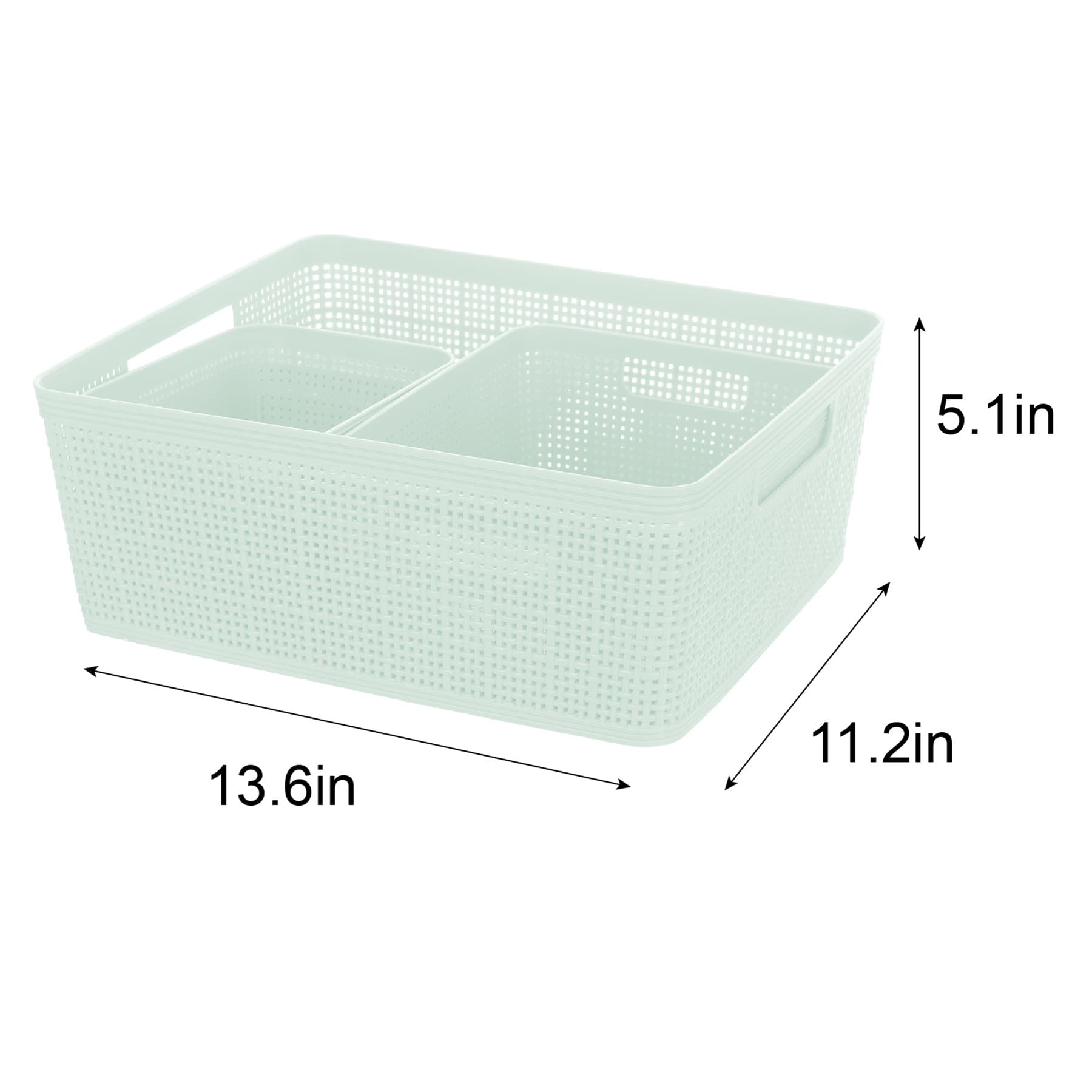 Set of 5 Mint Storage Basket, 31.3l/4l/11.5l