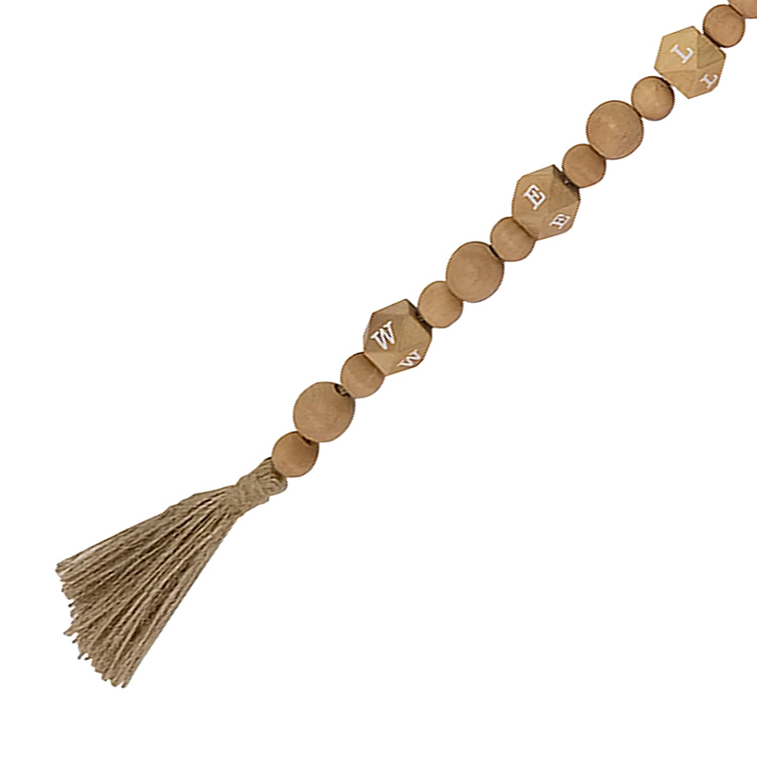 Wood & Jute Beaded Garland, 26.3"