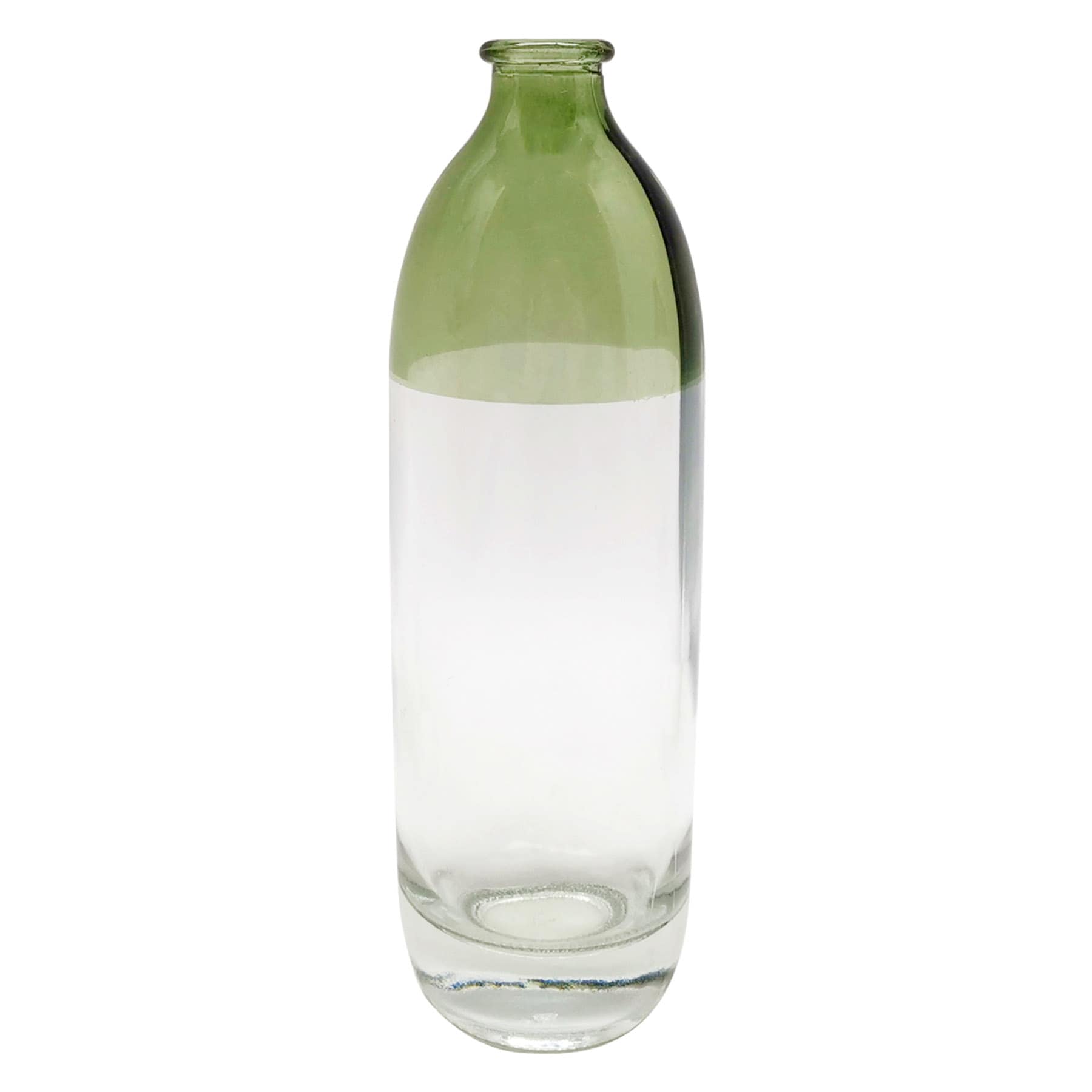 Green & Clear Glass Vase, 8"