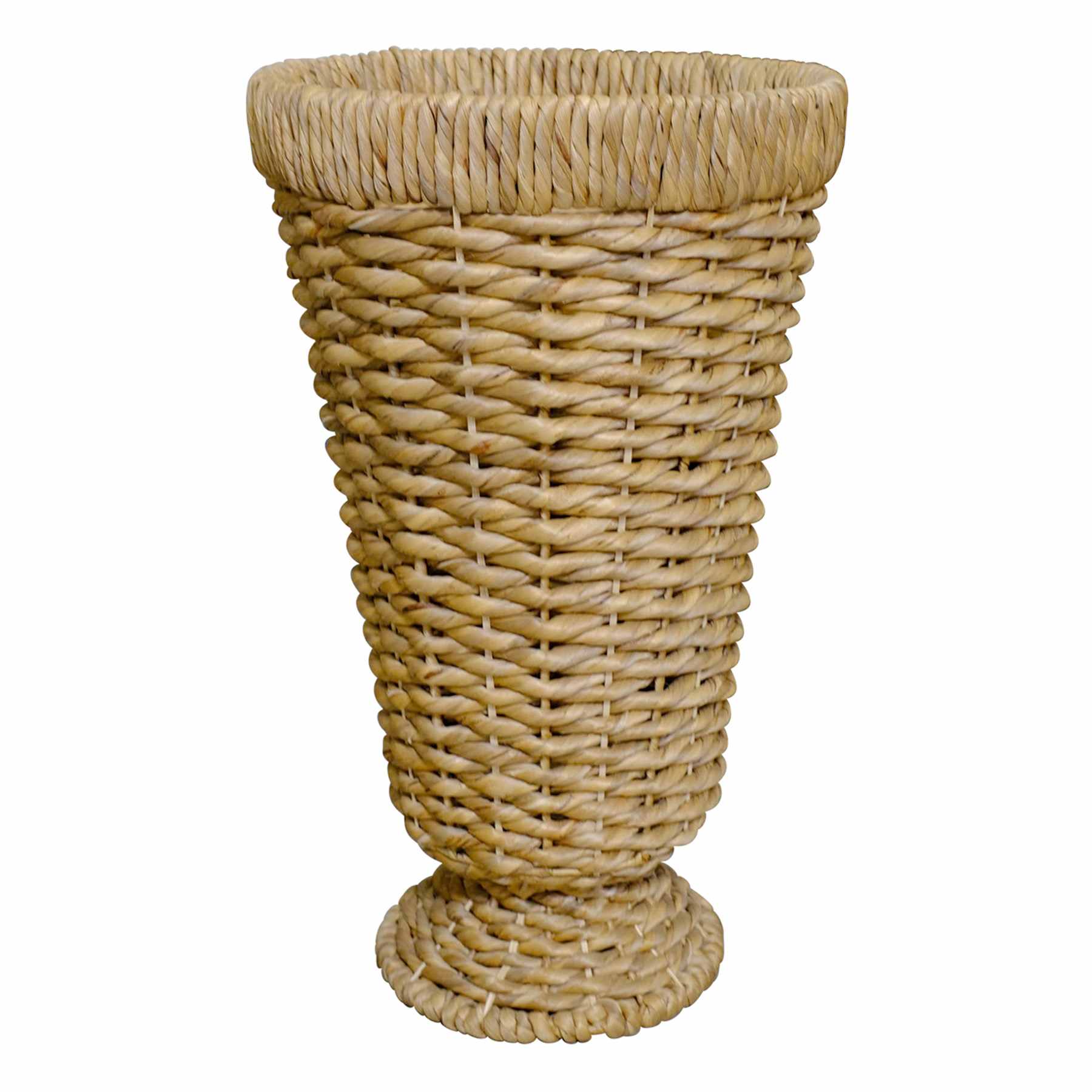 Natural Water Hyacinth Pedestal Vase, 22"