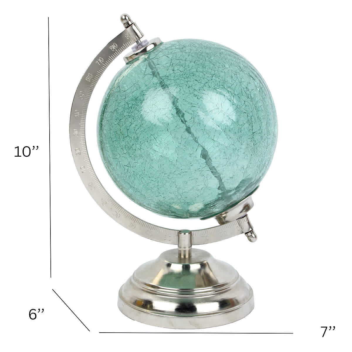 Crackle Glass Globe with Metal Sheet Base, 7x6