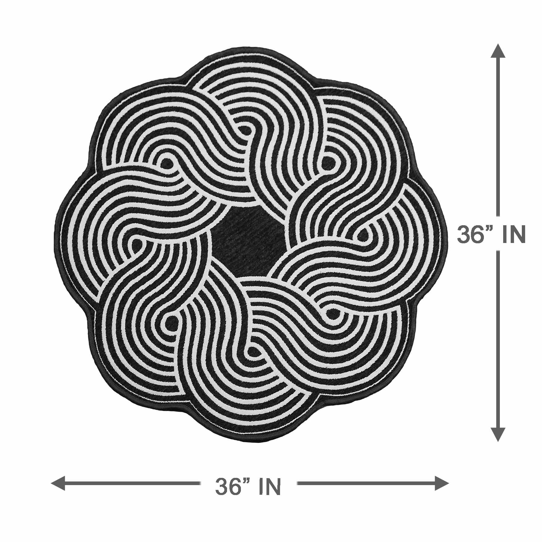 Elmbrook Black Border Round Washable Accent Rug, 3'