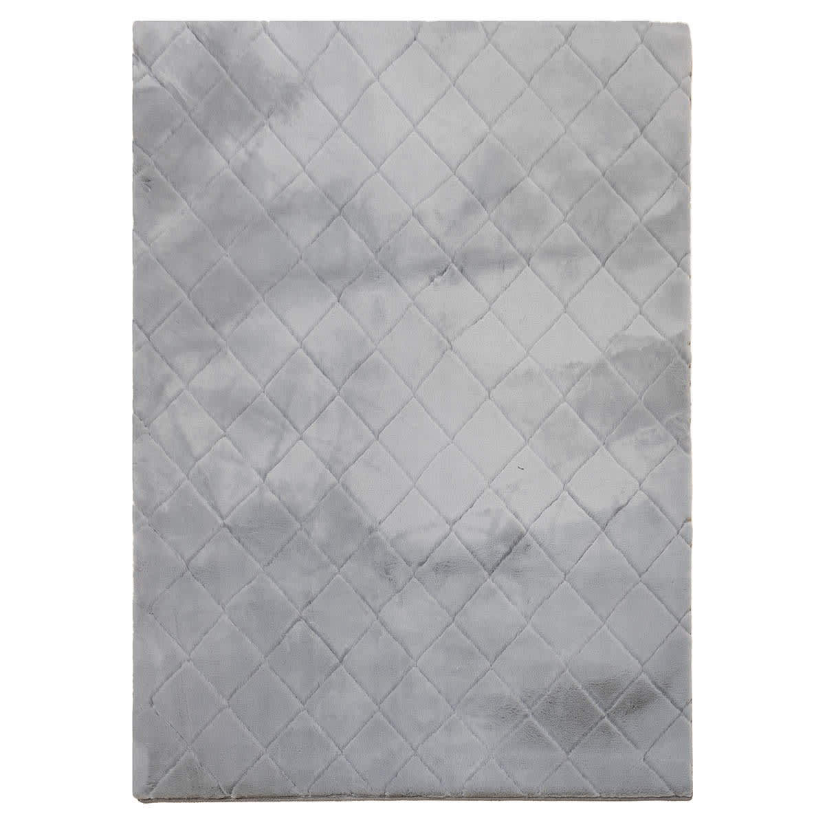 (C209) Grey Faux Rabbit Fur Area Rug, 5x7