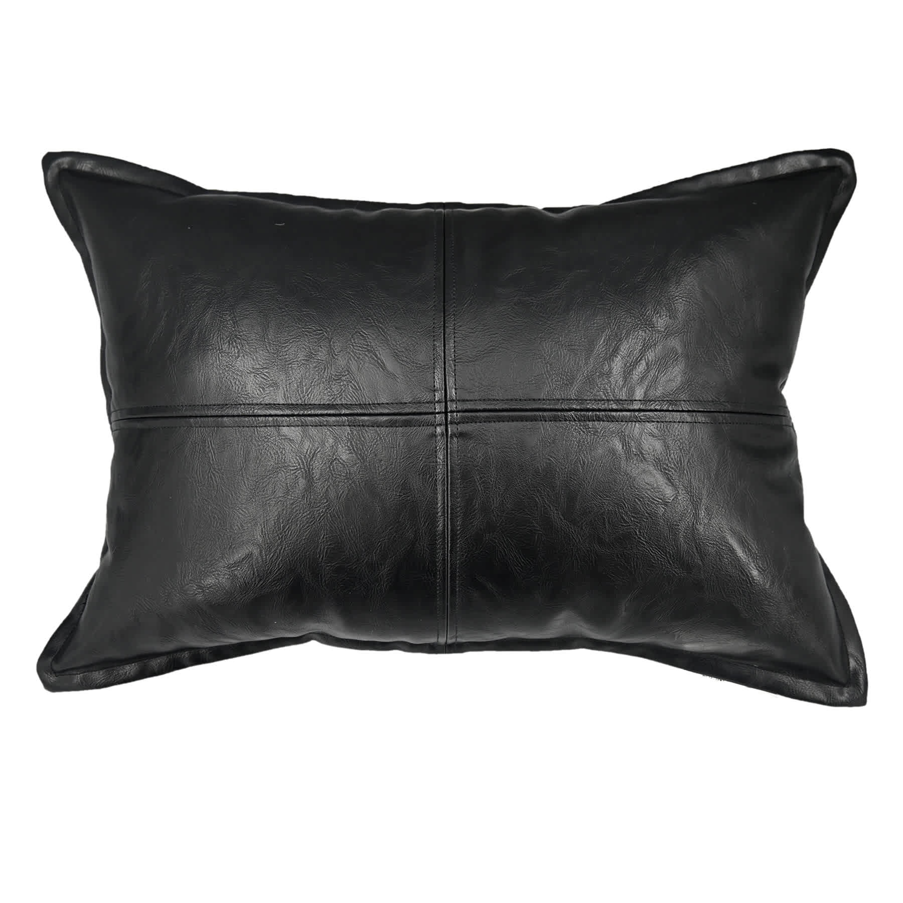 Crosby St. Black Faux Leather Oblong Trow Pillow, 14x20
