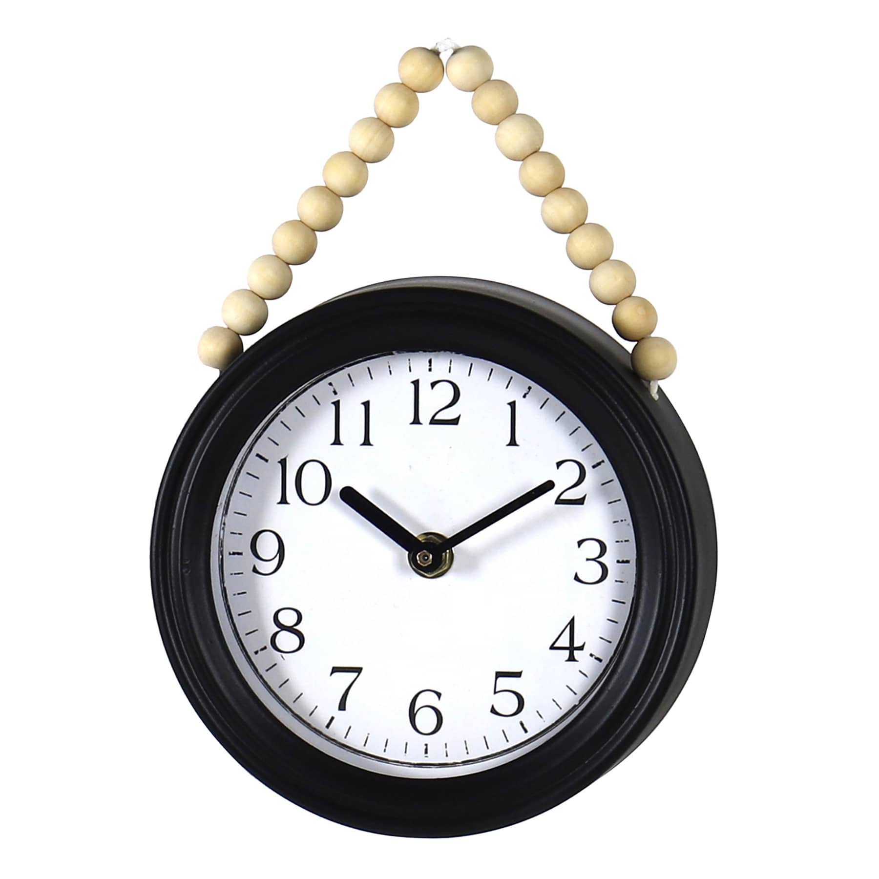 Honeybloom Black Beaded Round Wall Clock, 7x9