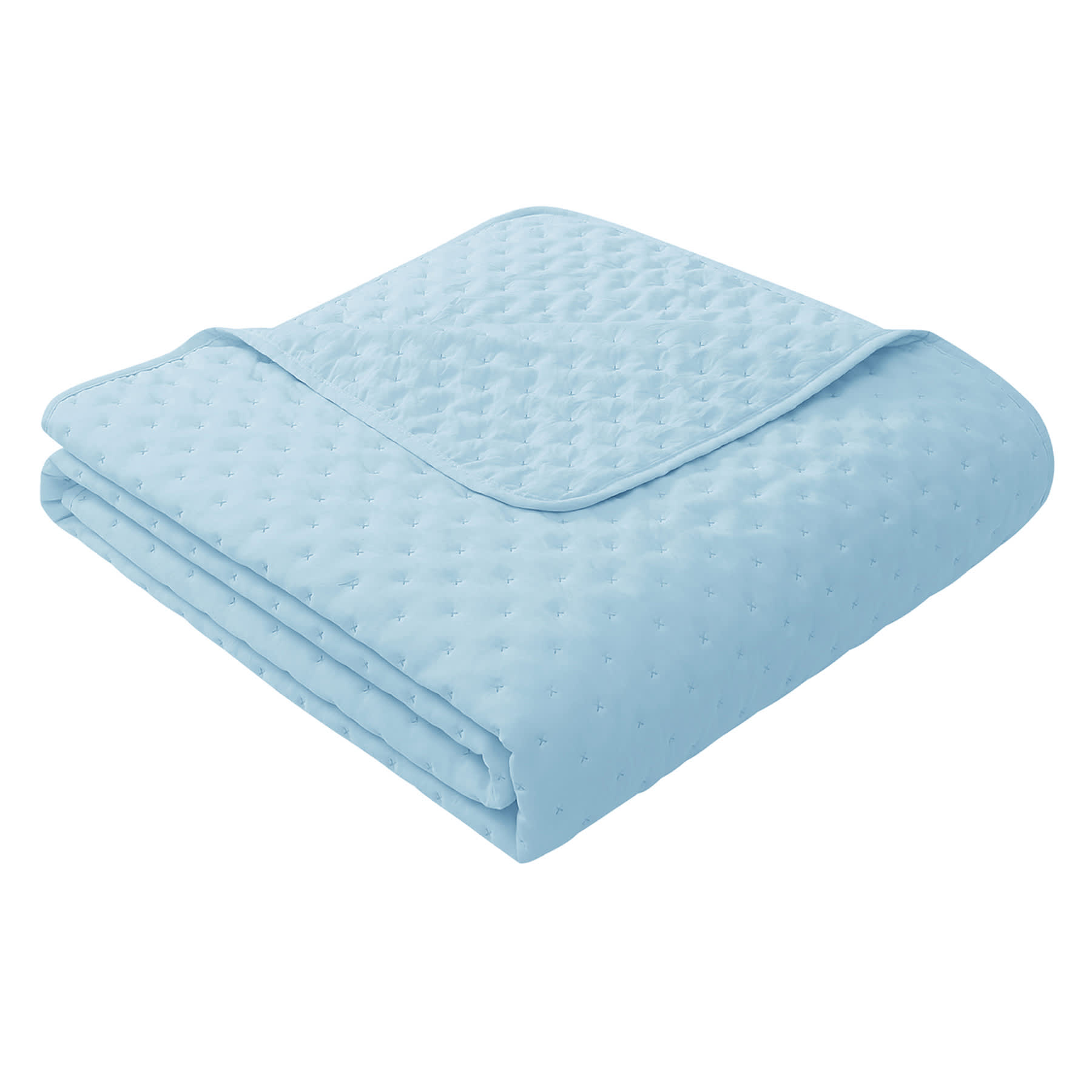 Tiny Dreamers 2-Piece Light Blue Washed Pinsonic Quilt Set, Twin/Twin XL