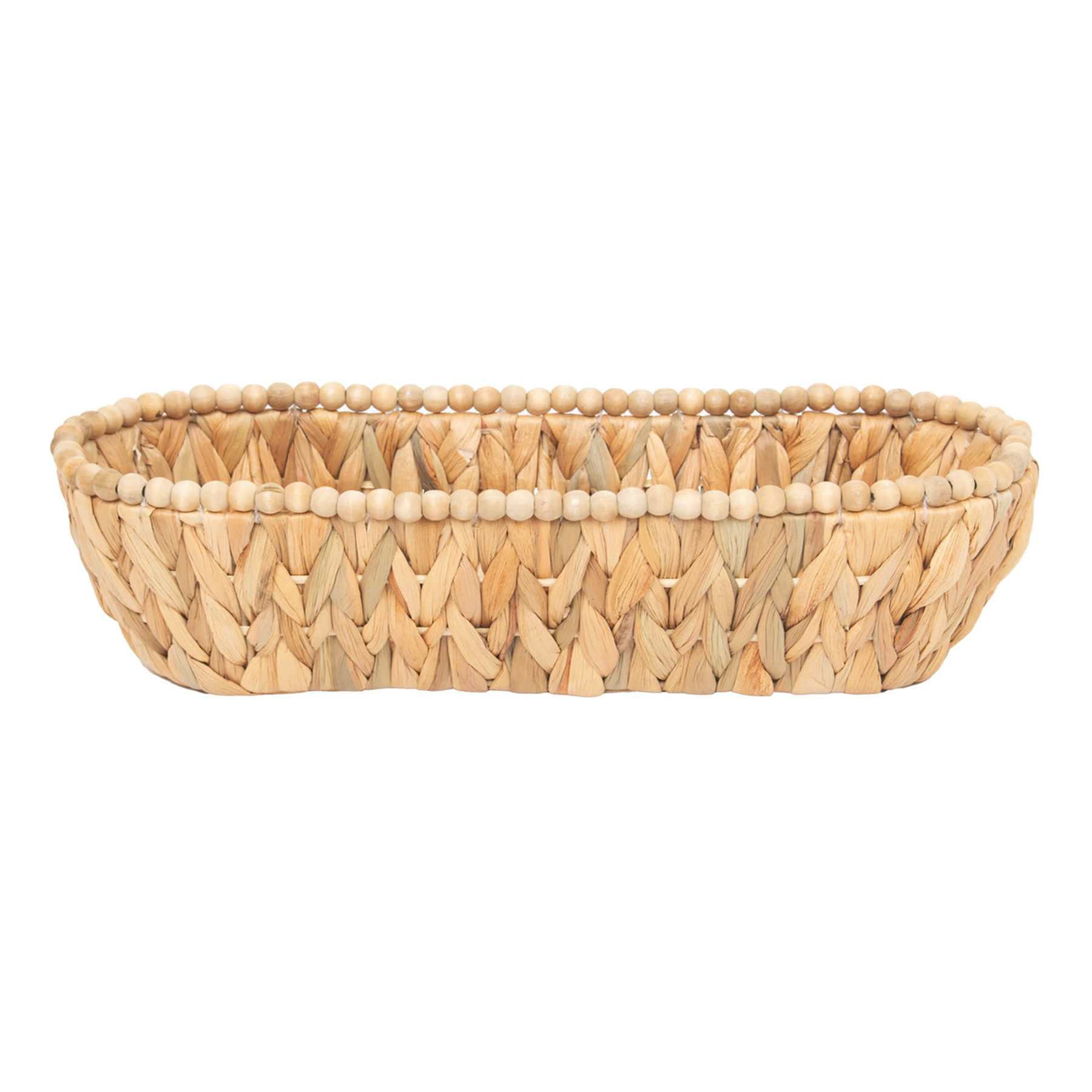 Beaded Oval Light Wicker Tray