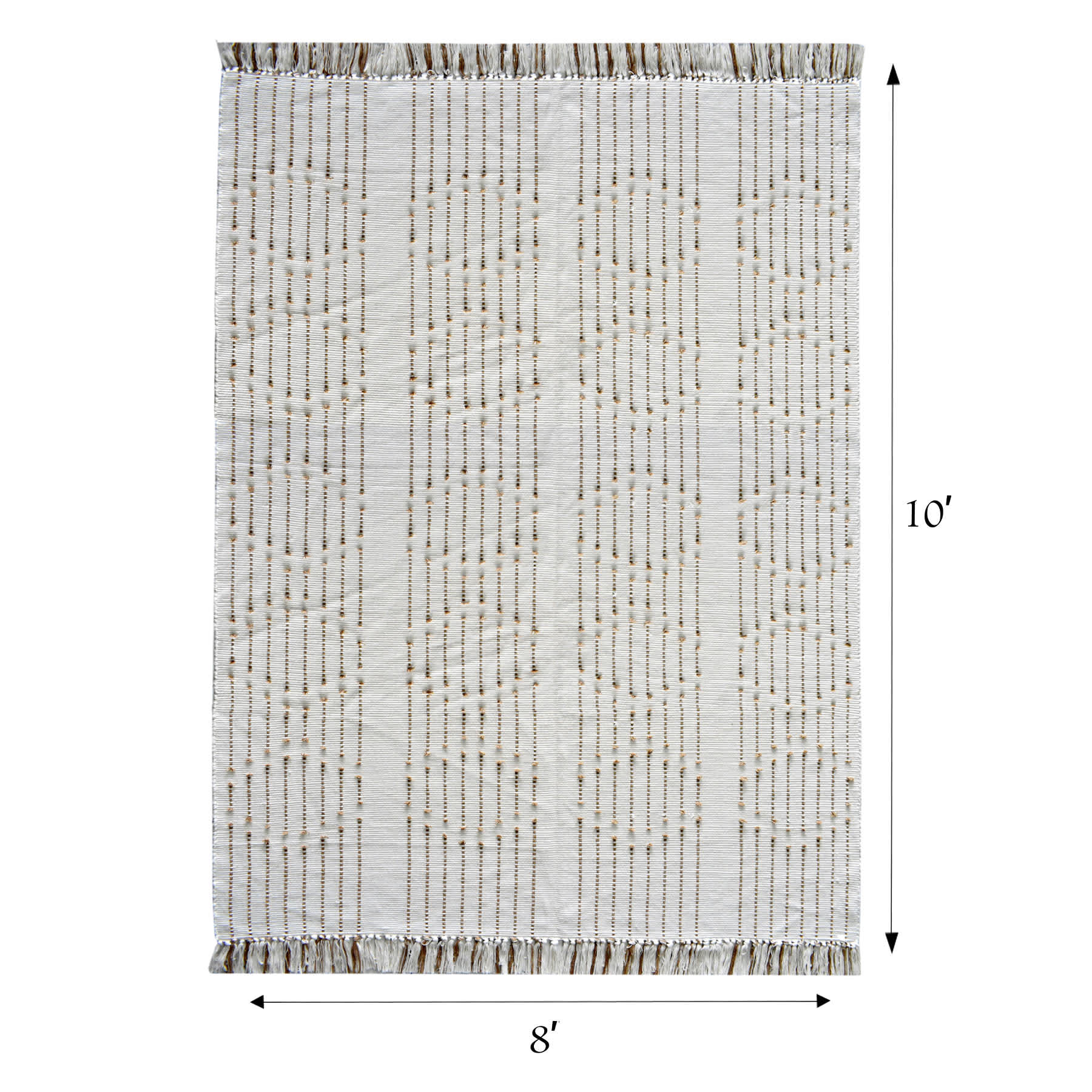 (D552) Honeybloom Flatweave Ivory & Beige Fringe Area Rug, 8x10