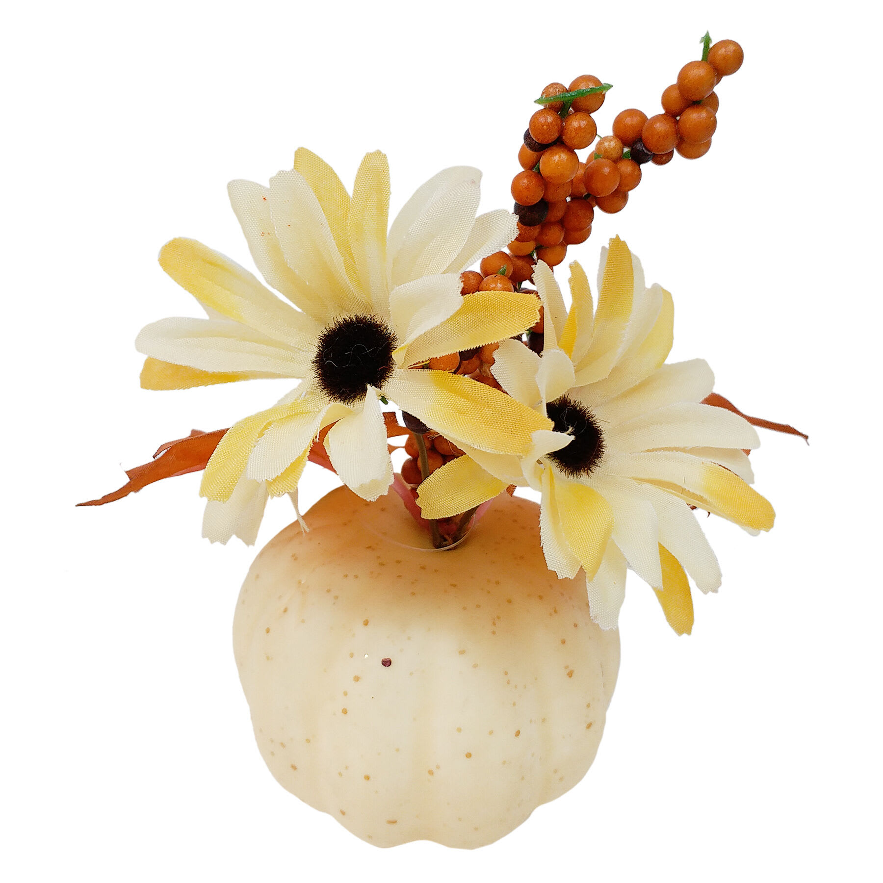 Grace Mitchell Daisy, Berry & Leaf Arrangement in Ivory Pumpkin