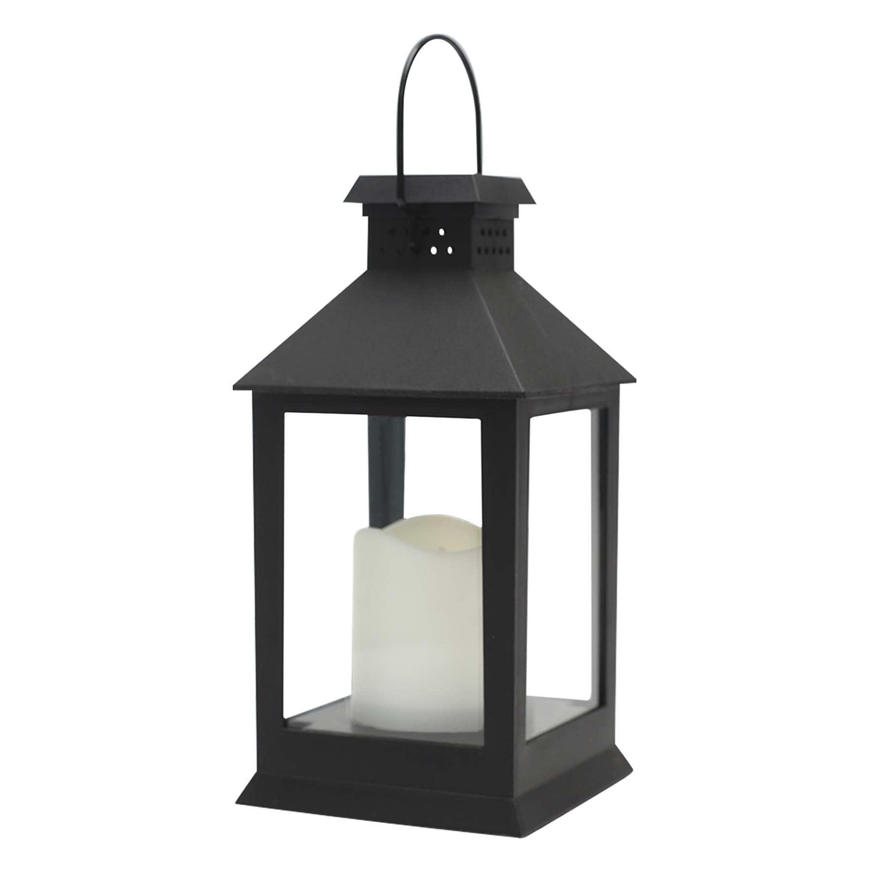 Black Outdoor Solar Lantern, 9"