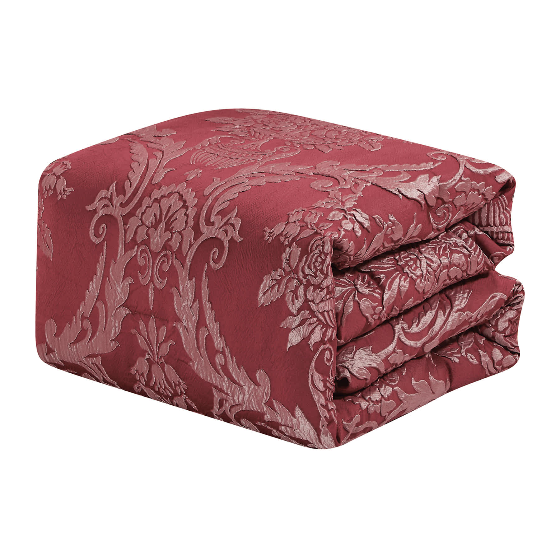 6-Piece Bellmead Red Jacquard Comforter Set, Queen