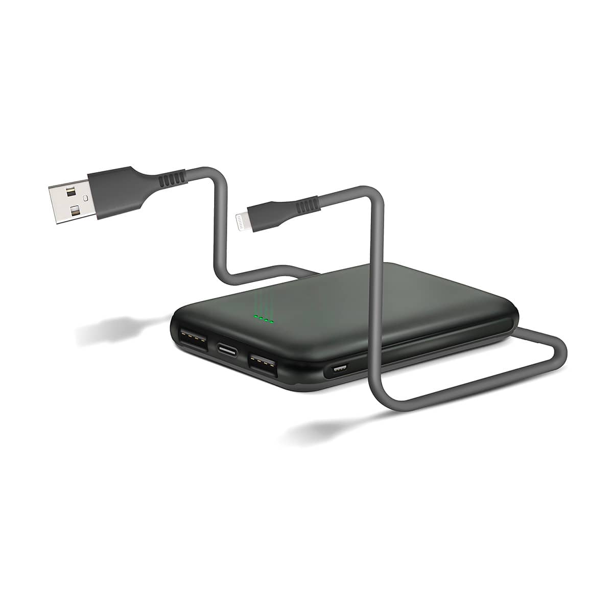 5000Mah Power Bank 3Ft Lightning Cable Black
