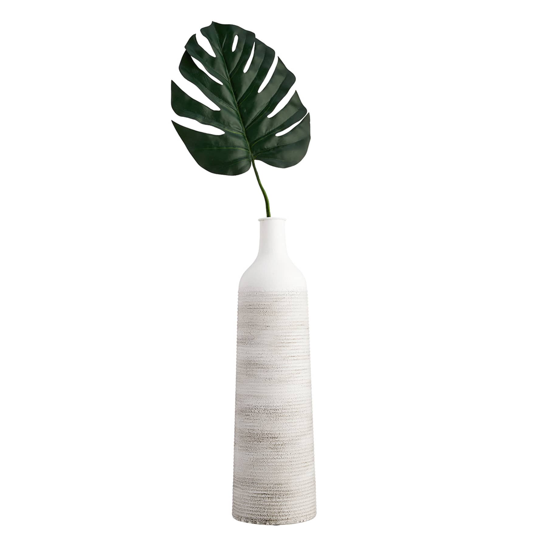 White & Cream Metal Vase, 20"