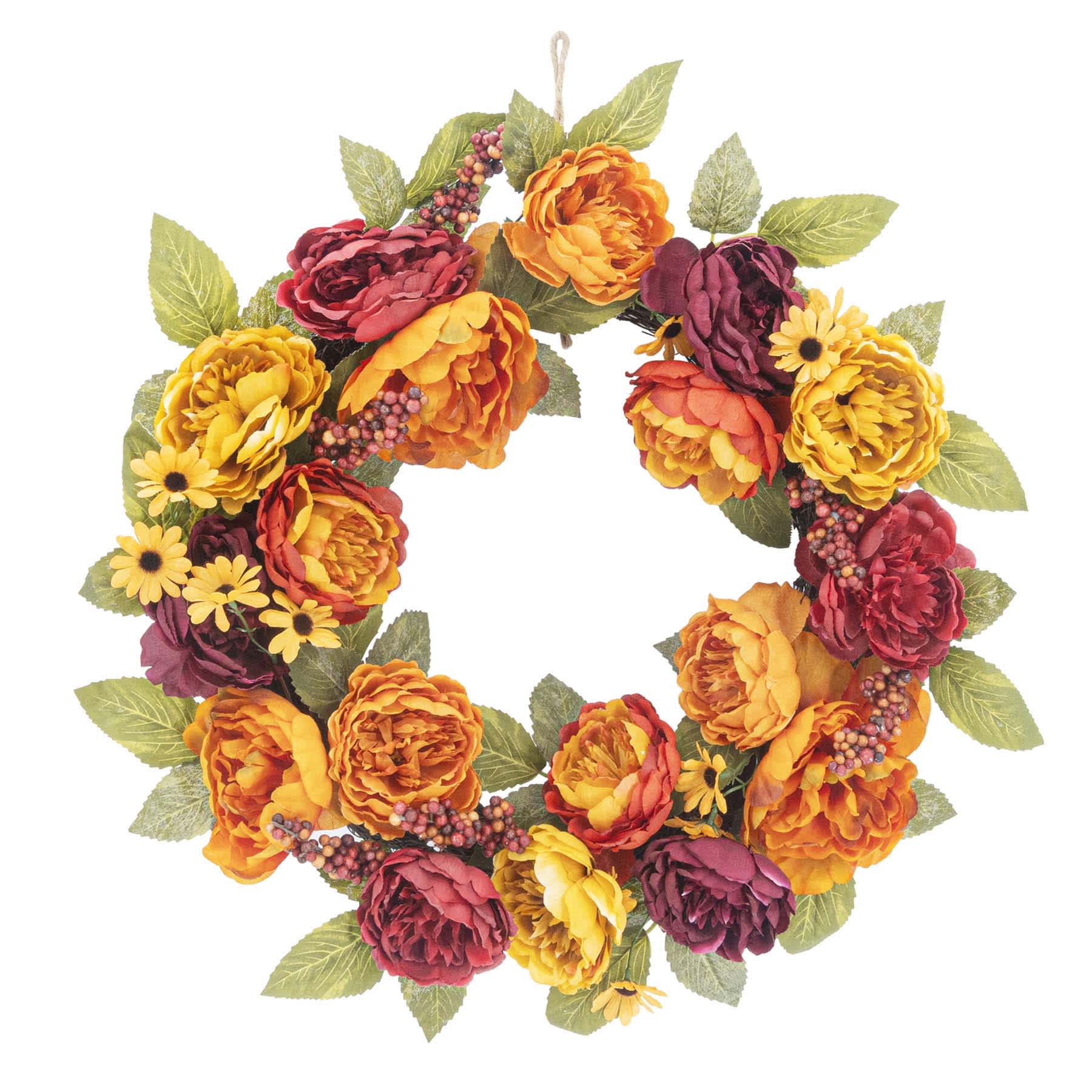 Orange & Purple Peony Wreath, 24"