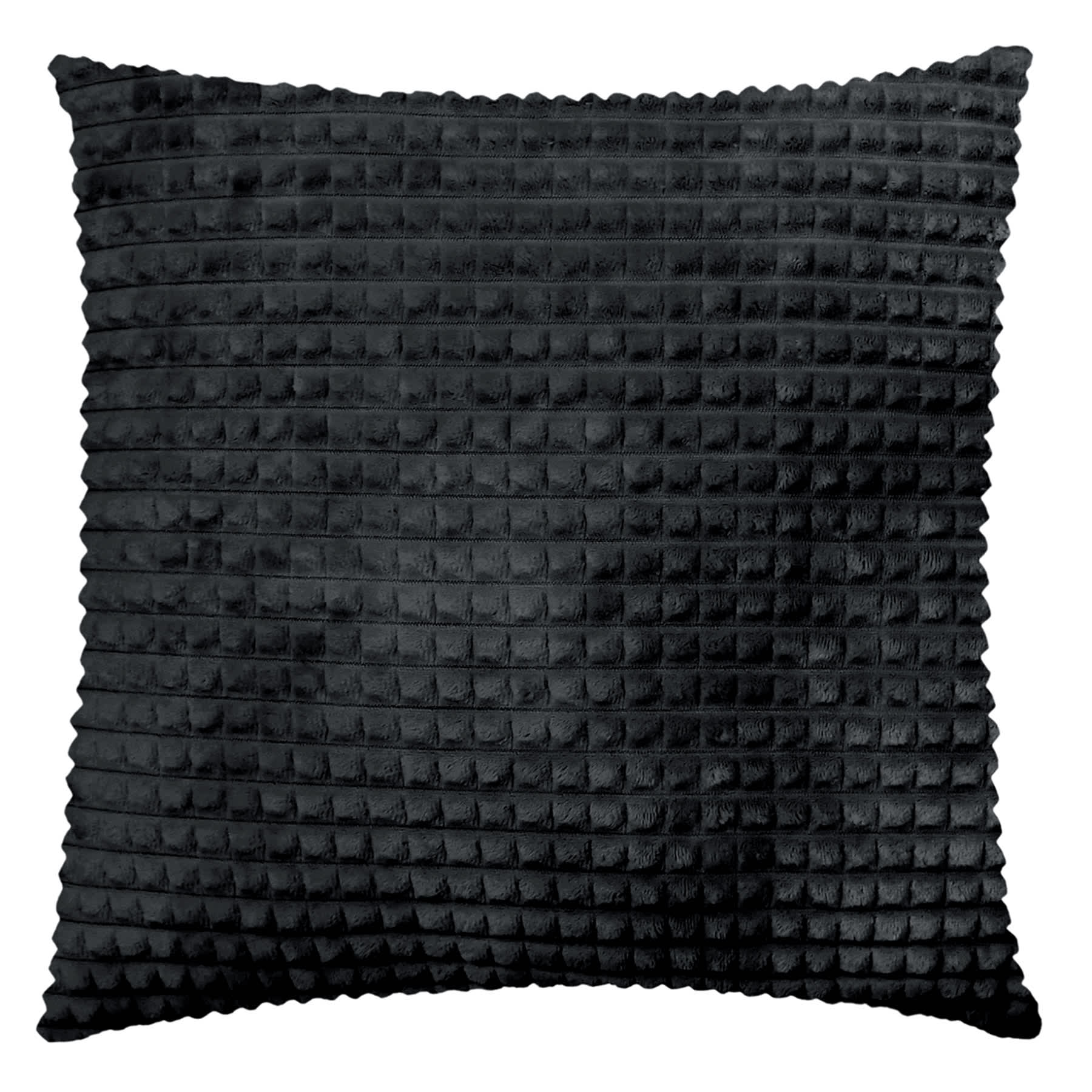Black Check Plush Throw Pillow, 18"