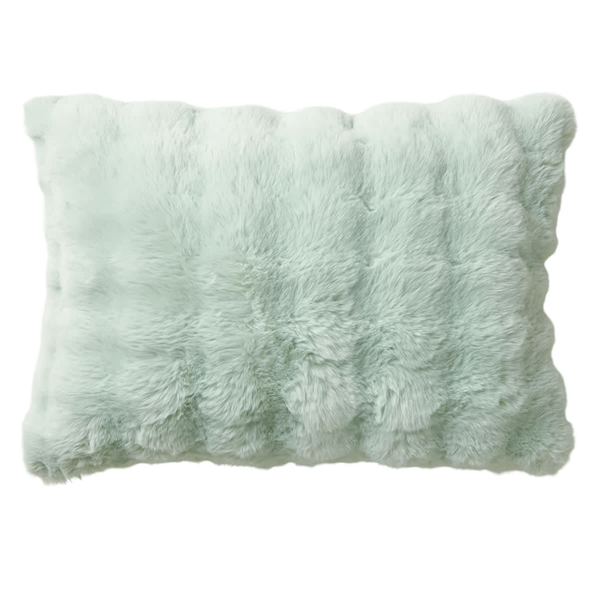Mint Bubble Faux Fur Pillow, 14x20