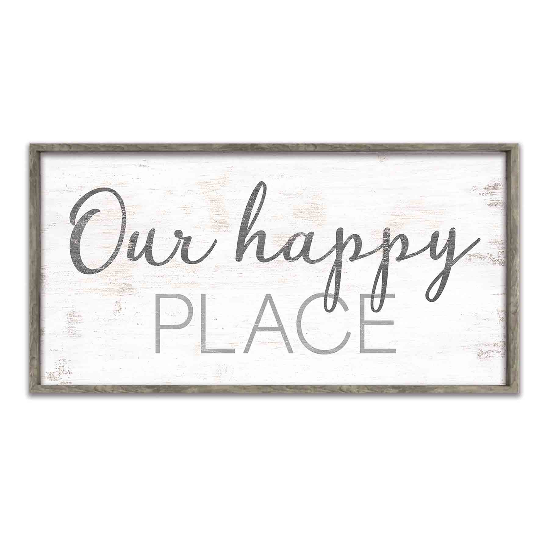 Framed Our Happy Place Textured Wall Art, 20x40