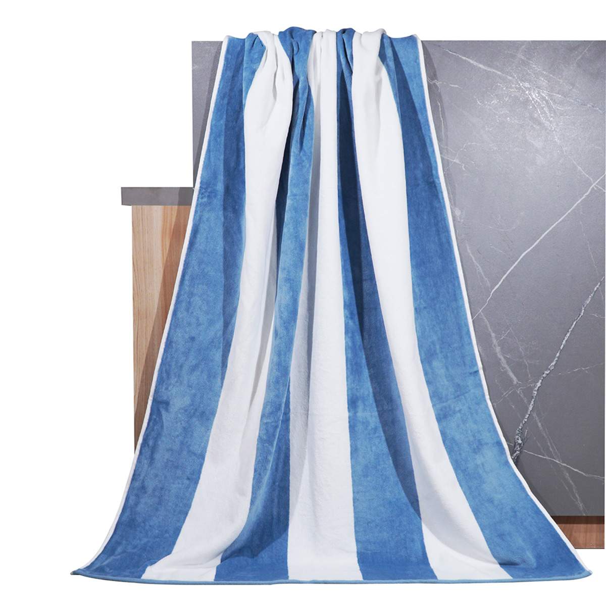 Cabana Blue & White Reversible Striped Beach Towel, 40x72