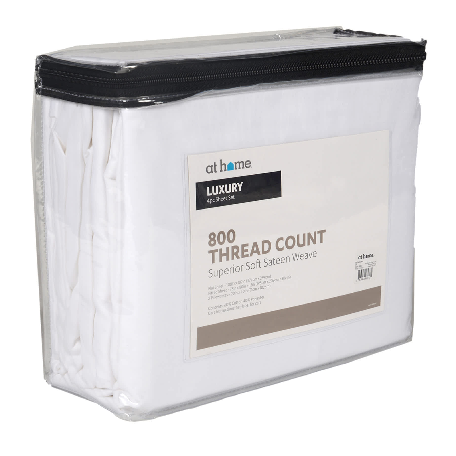 4-Piece White 800 Thread Count Luxury Sheet Set, King