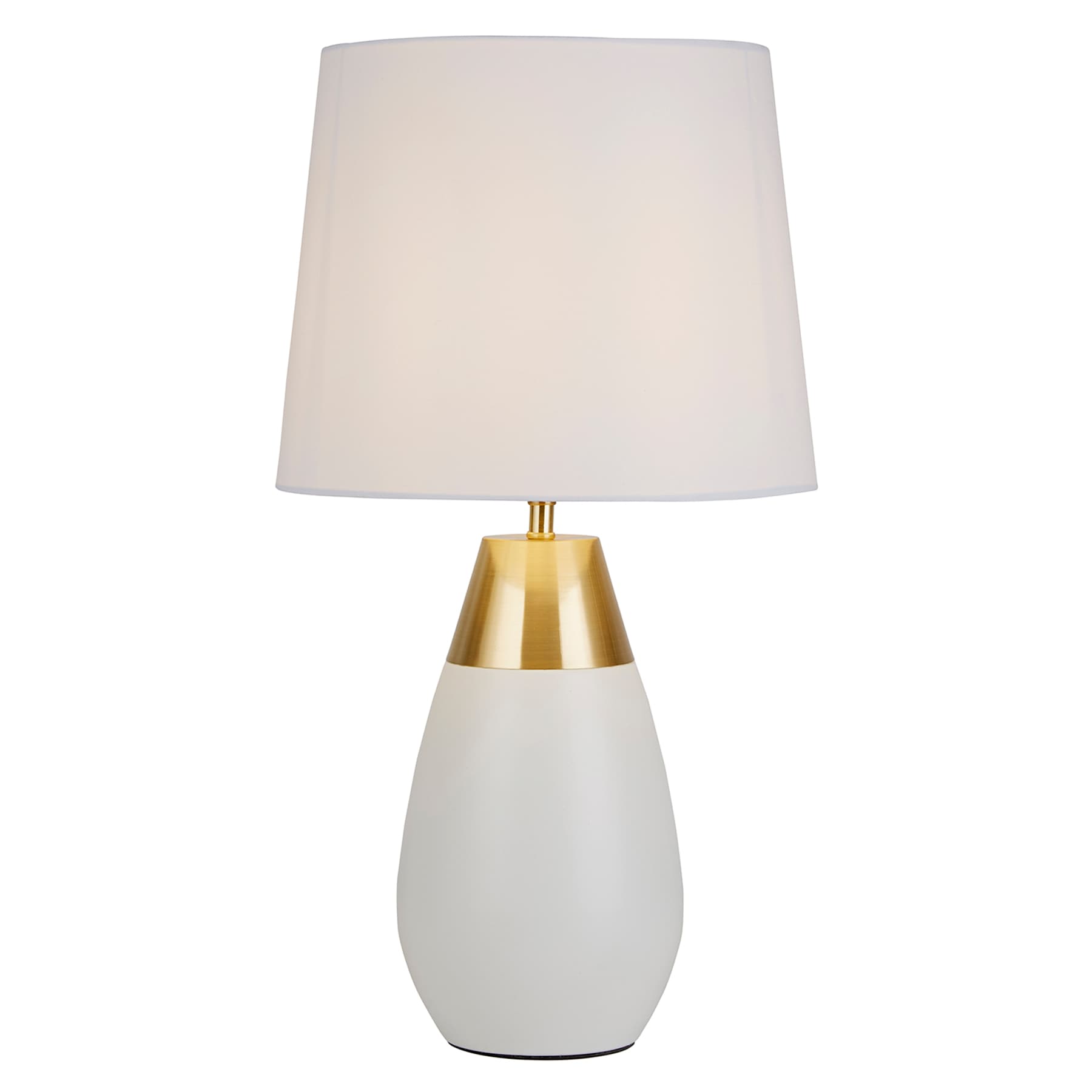 Crosby St. White & Gold Metal Touch Small Table Lamp with Shade, 19"
