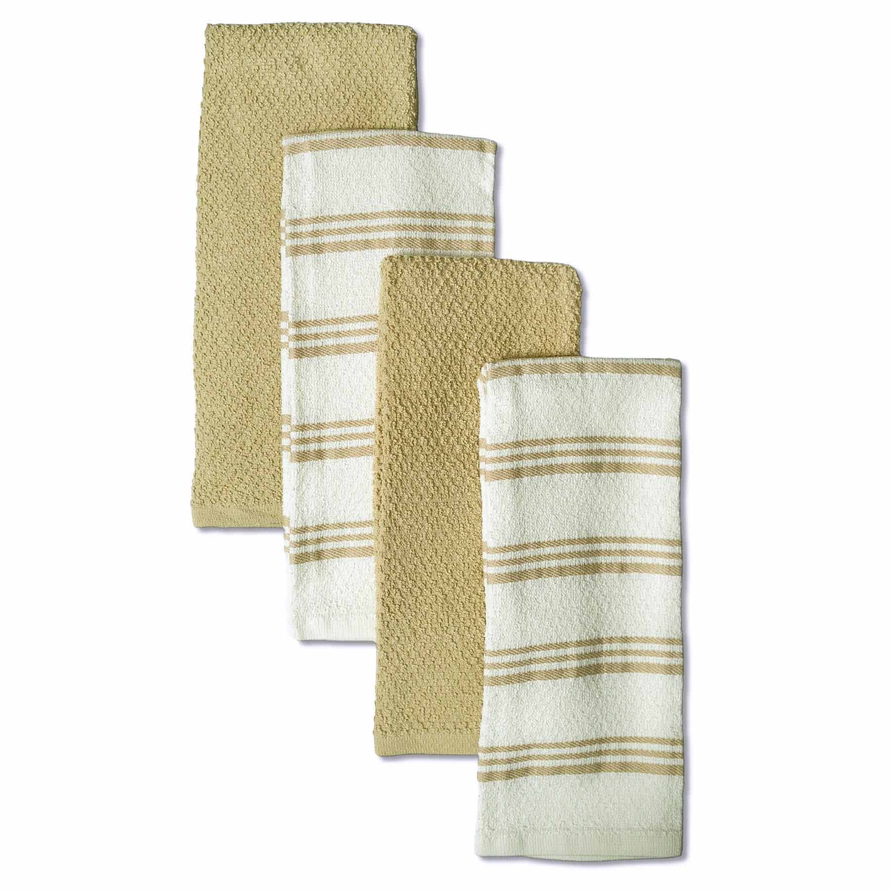 Set of 4 Taupe Rockridge Terry Cotton Kitchen Towels