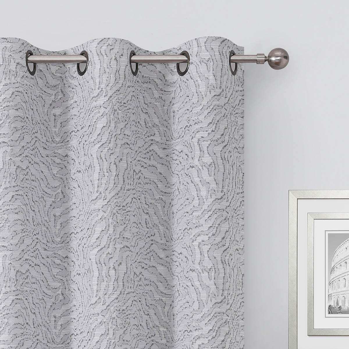 Grey Textured Light Filtering Grommet Curtain Panel, 84"