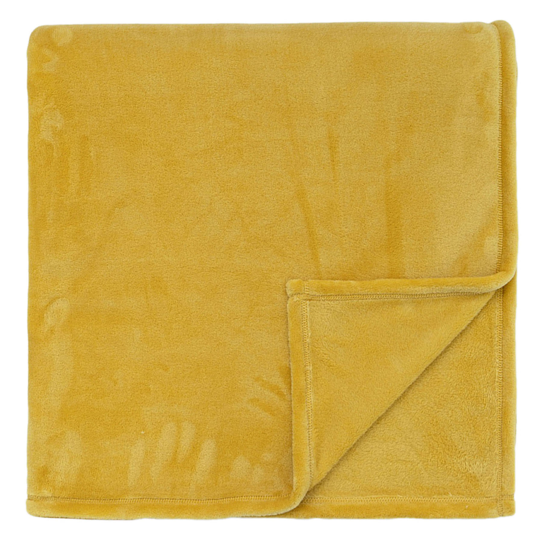 Yellow Plush Bed Blanket, Full/Queen
