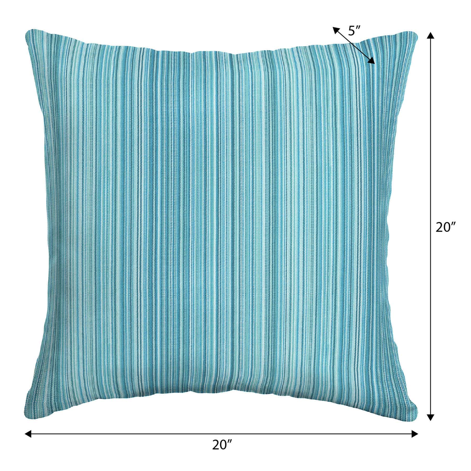 Sea Breeze Blue Premium Woven Oversized Square Outdoor Throw Pillow, 20"