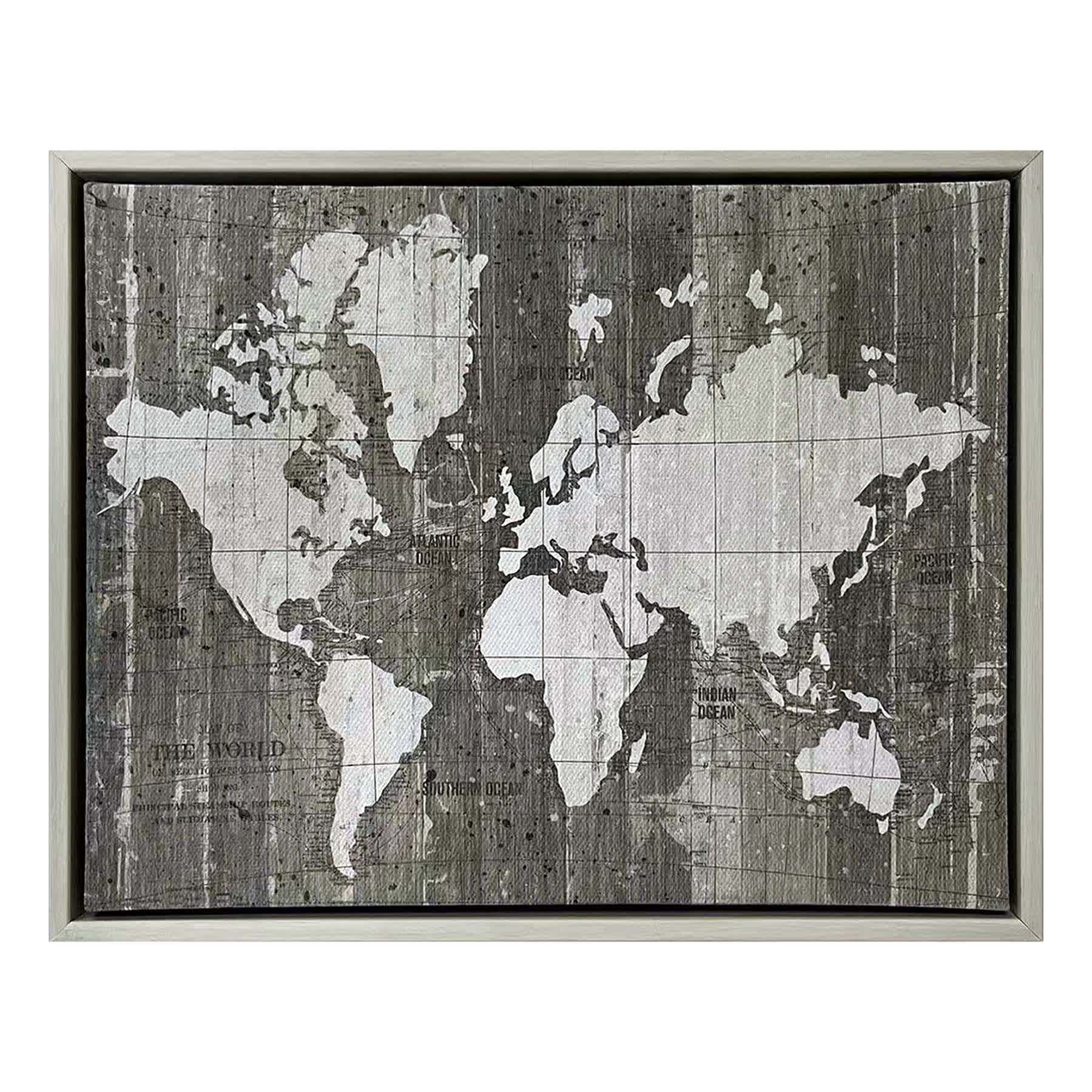 Found & Fable Neutral Old World Map Table Sign, 8x10
