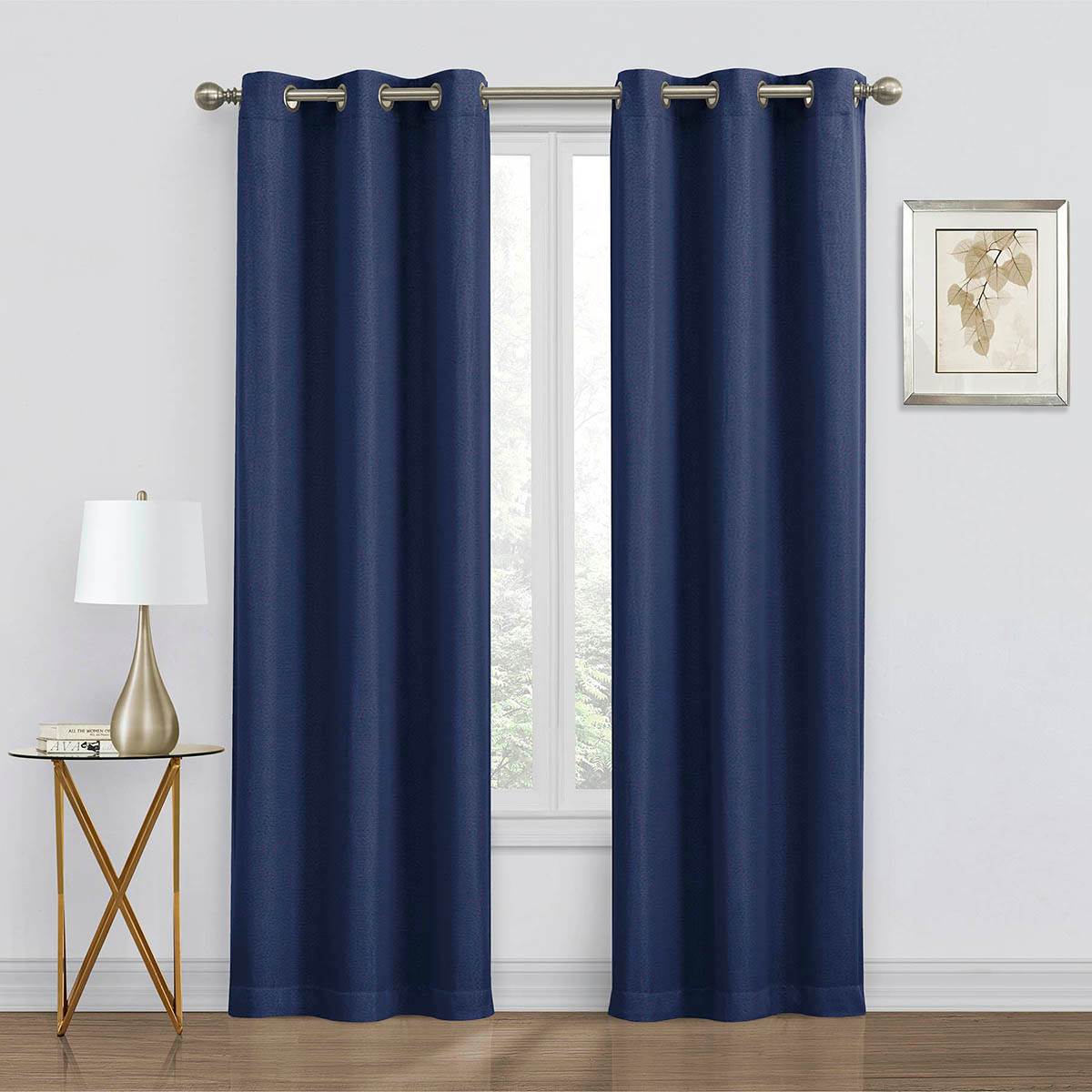 2-Pack Denver Navy Blackout Grommet Curtain Panels, 63"