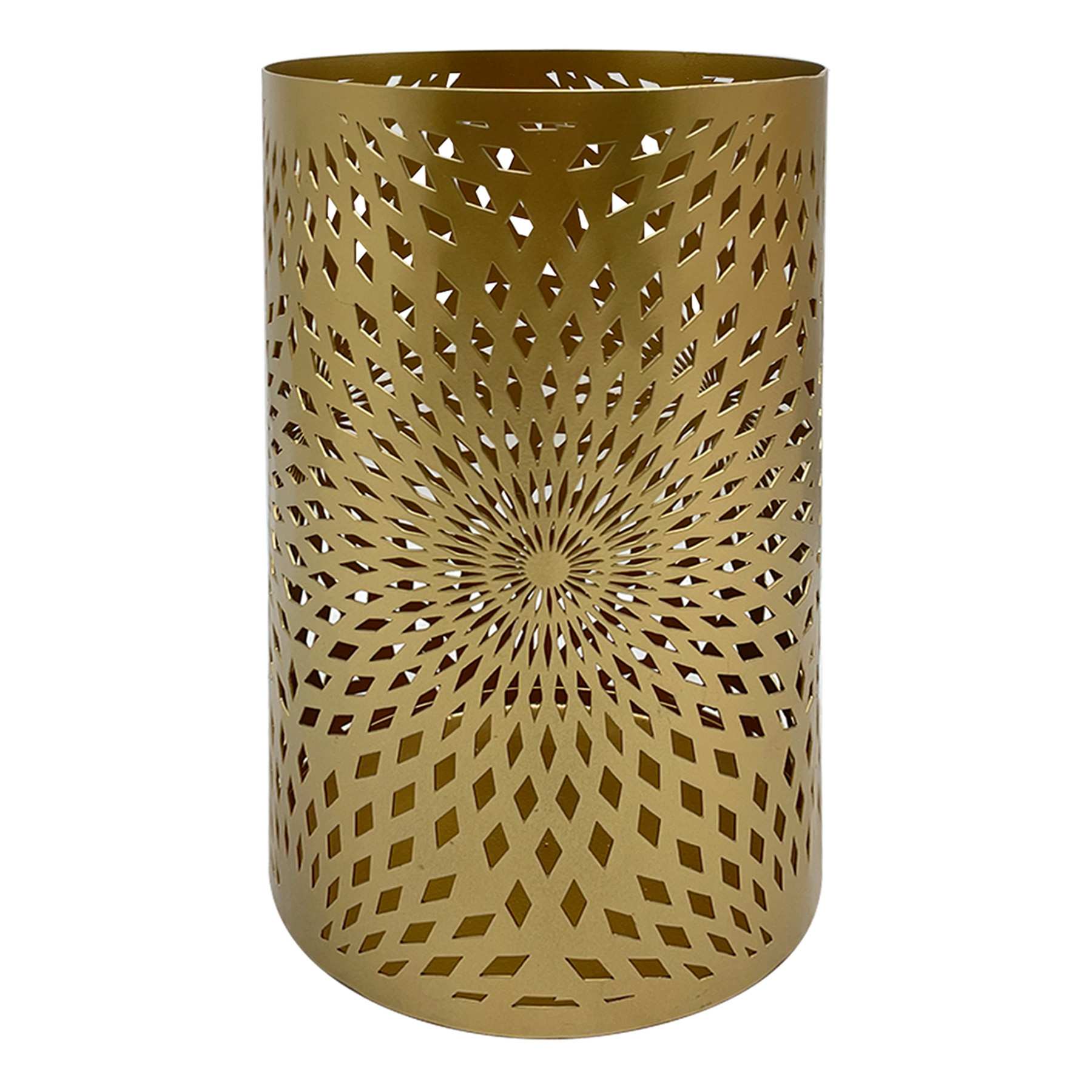 Gold Punched Metal Lantern, 10"