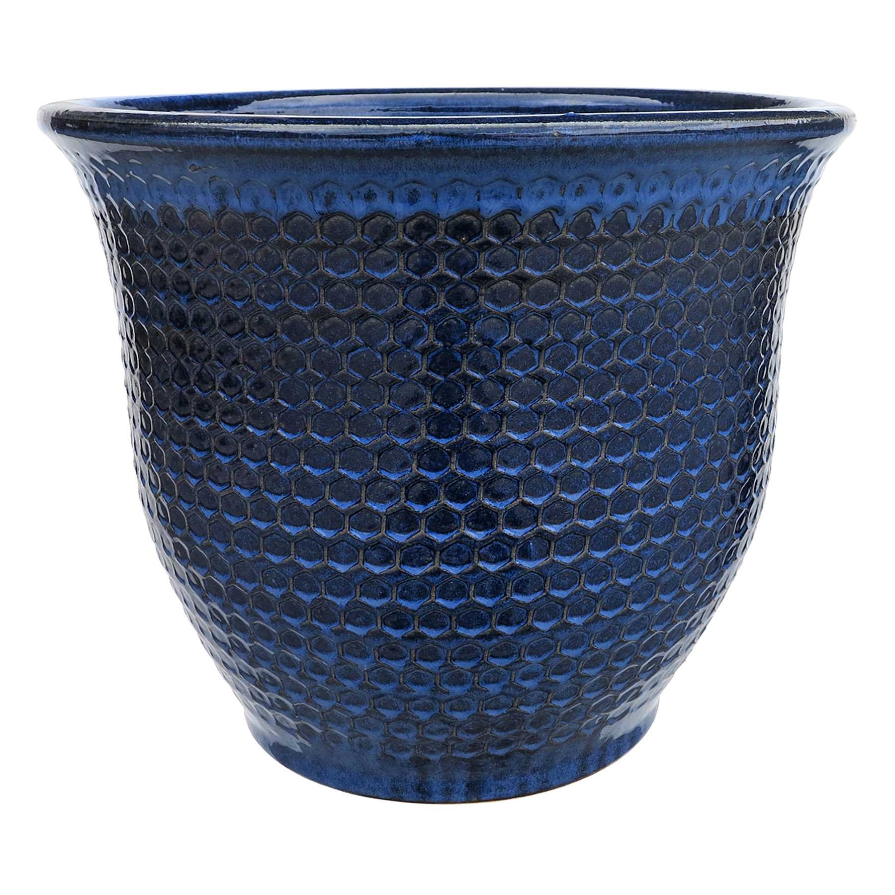Providence Blue Honeycomb Outdoor Planter, Medium