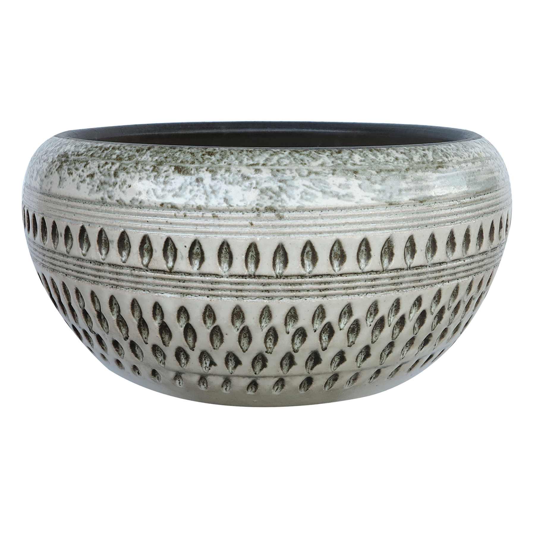 White Cyber Ceramic Outdoor Decorative Bowl, Medium
