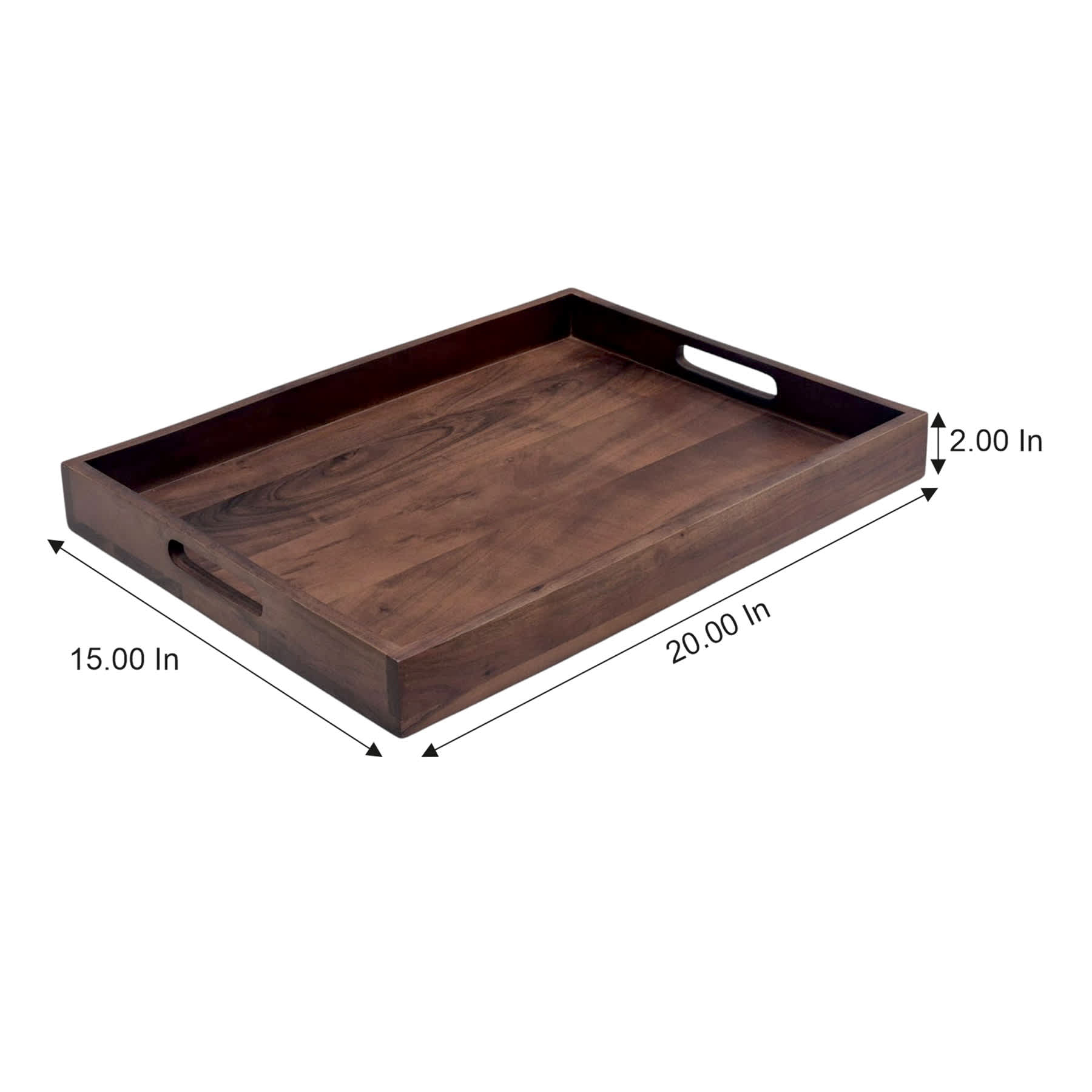 Espresso Acacia Wood Rectangle Tray, 20x15