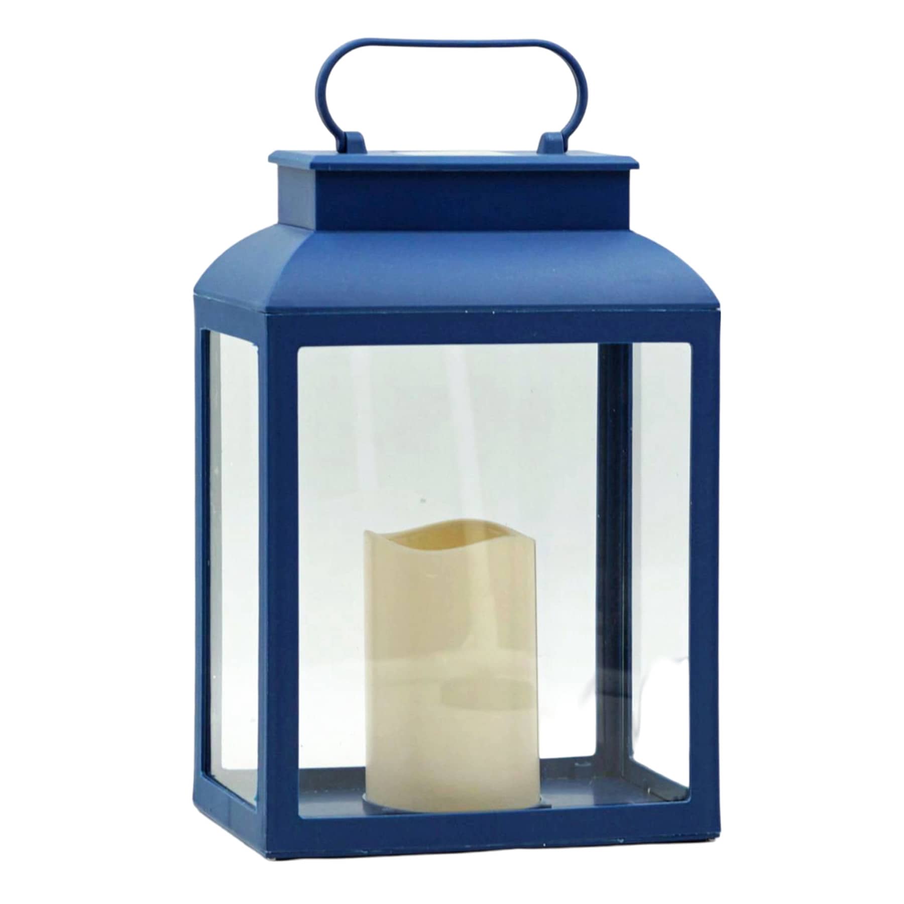 Navy Blue Square Outdoor Solar Lantern, 12"