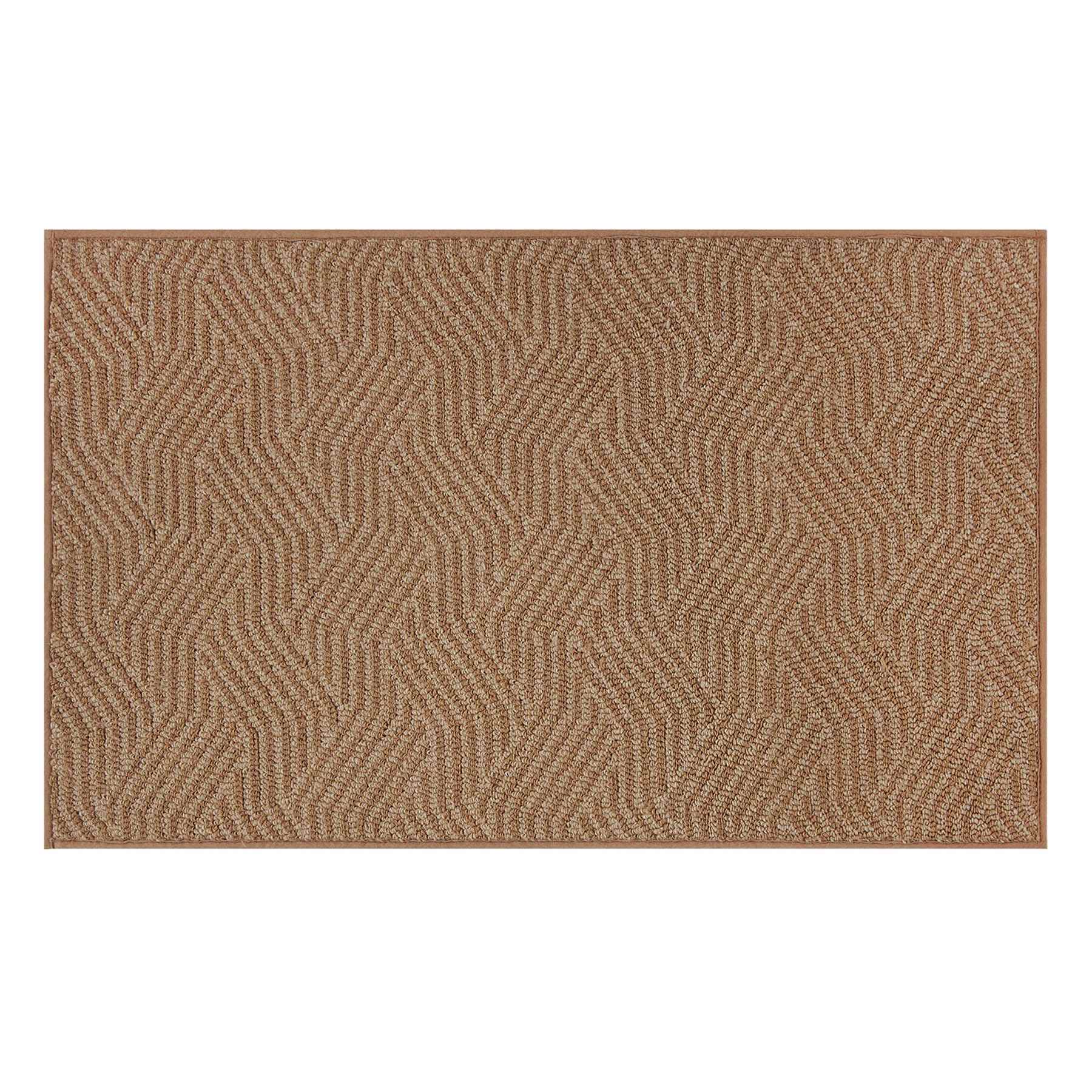 Brown Knitted Interlock Gel Back Washable Accent Rug, 21x34