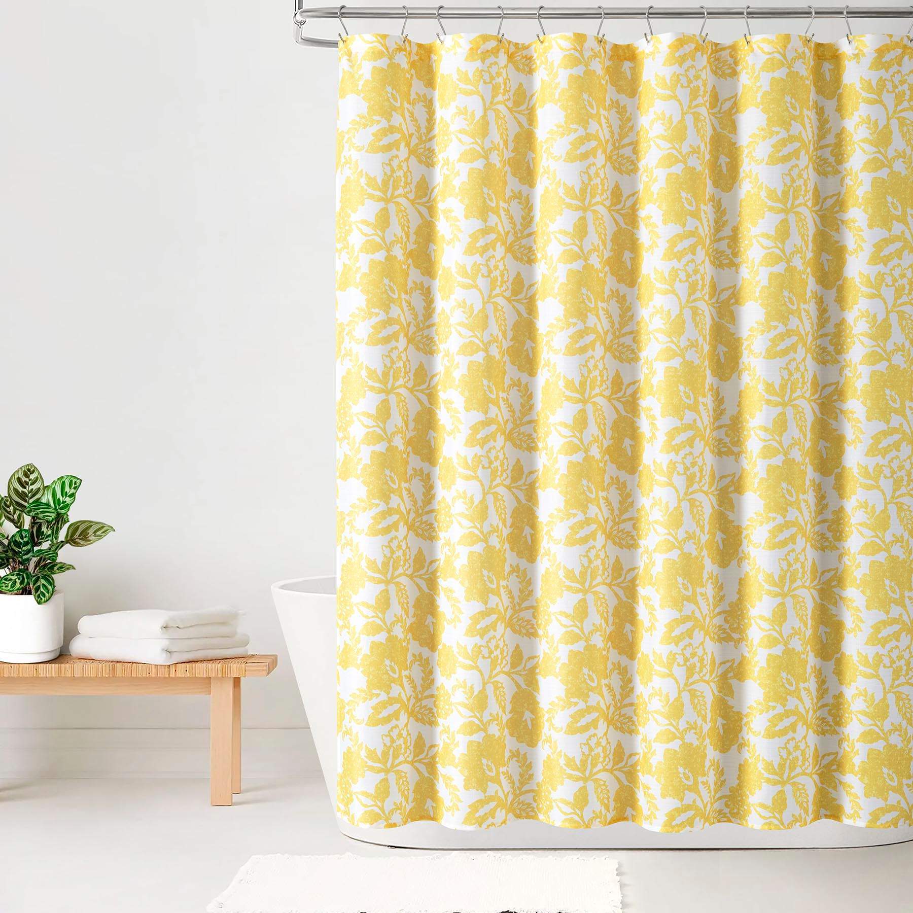 13-Piece Yellow Emma Jacobean Shower Curtain Set, 72"
