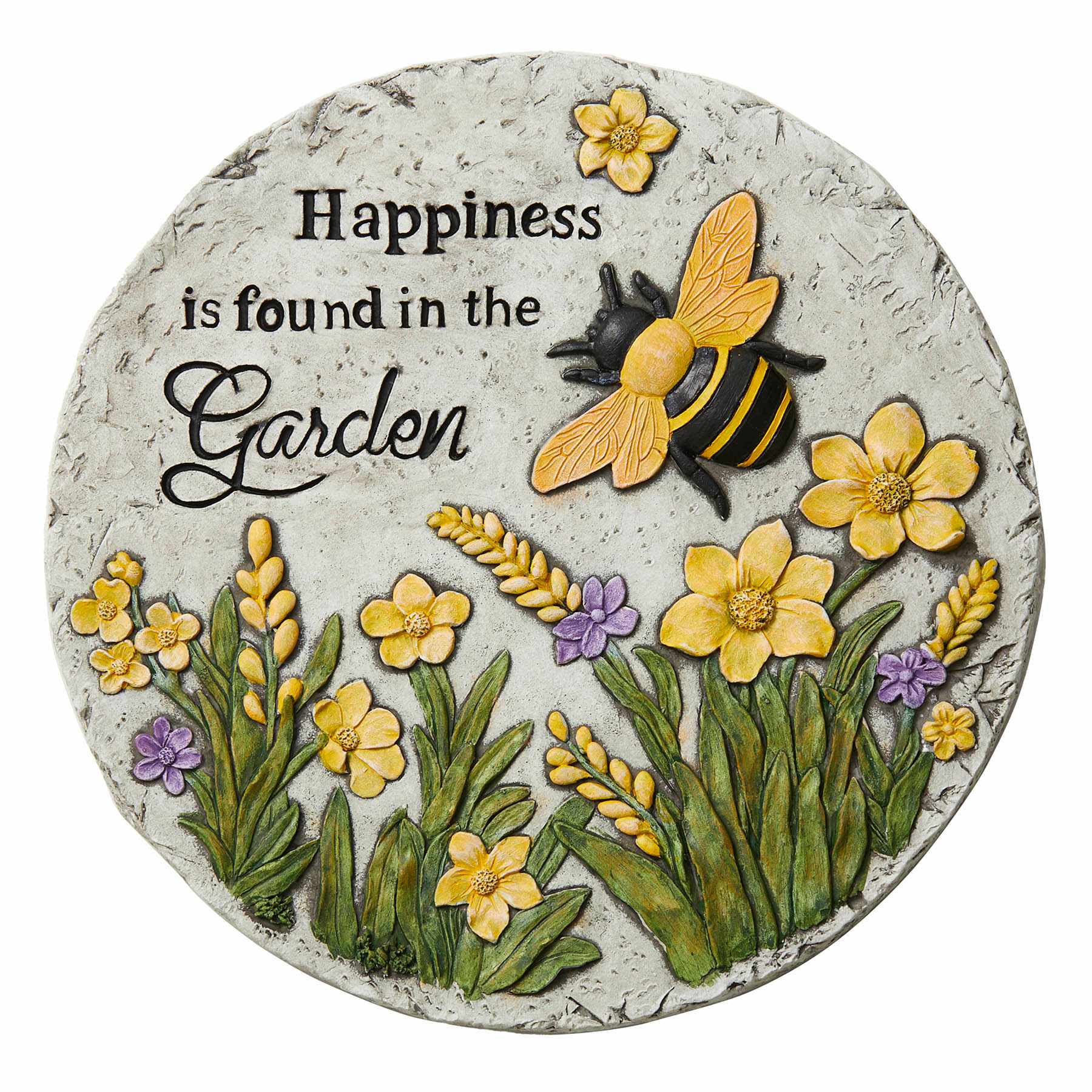 Bee Flower Outdoor Stepping Stone, 10"